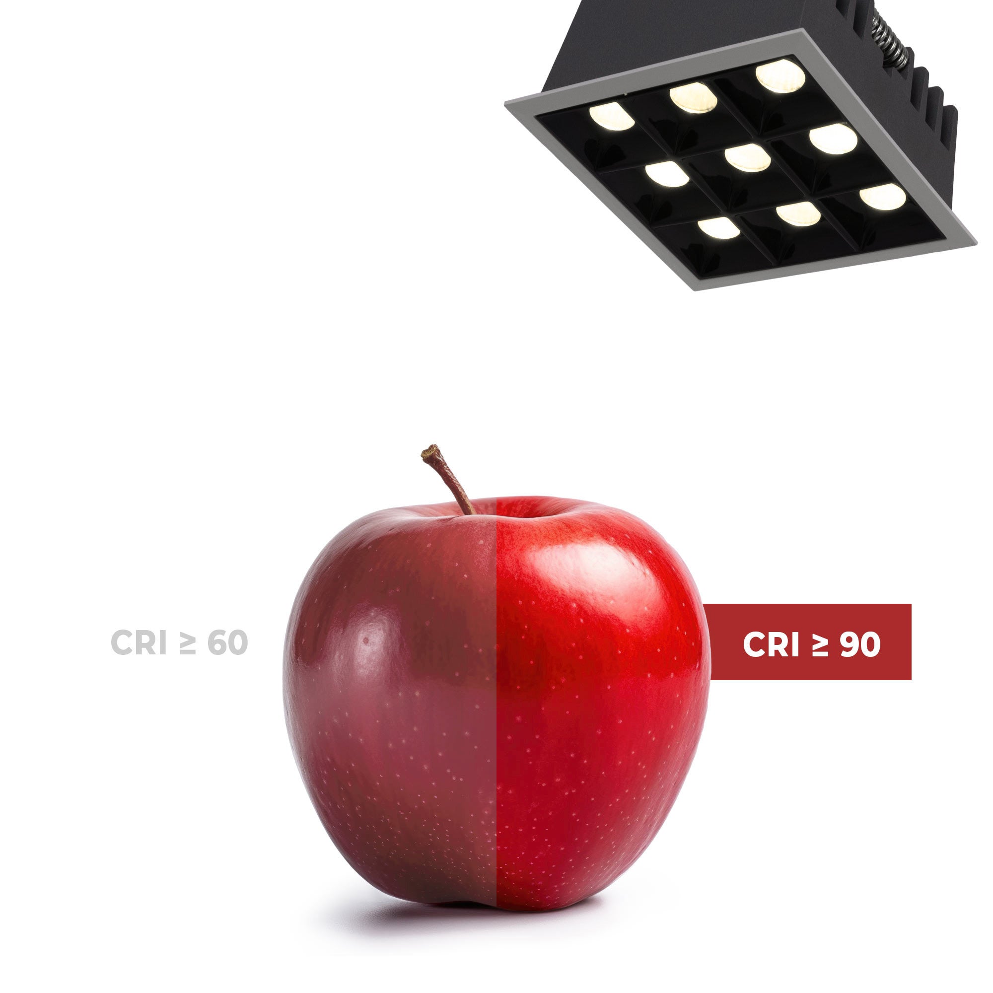 Downlight LED cuadrado empotrable 18W - 9 Focos - UGR18 - CRI90 - Chip OSRAM