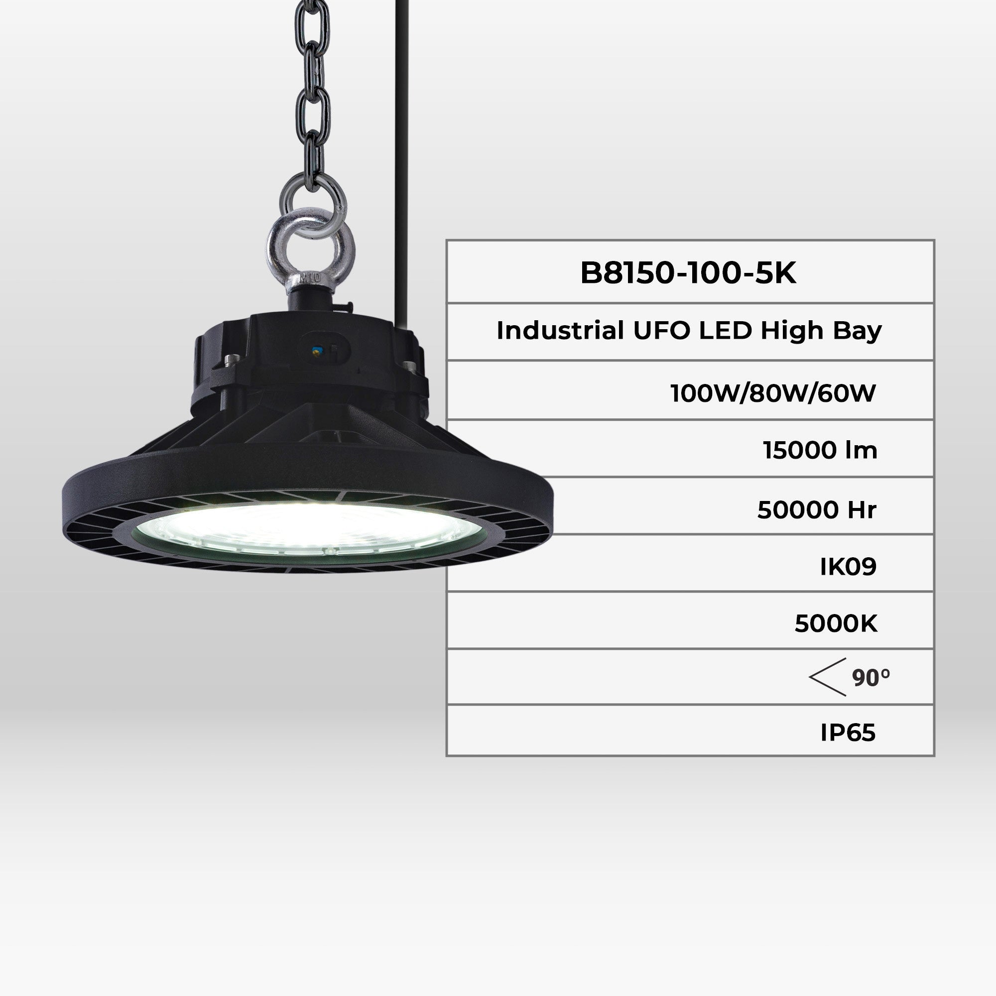Campana LED industrial - 100W - PHILIPS Lumileds - Driver LIFUD - 5000K - IP65 - 7 años garantía