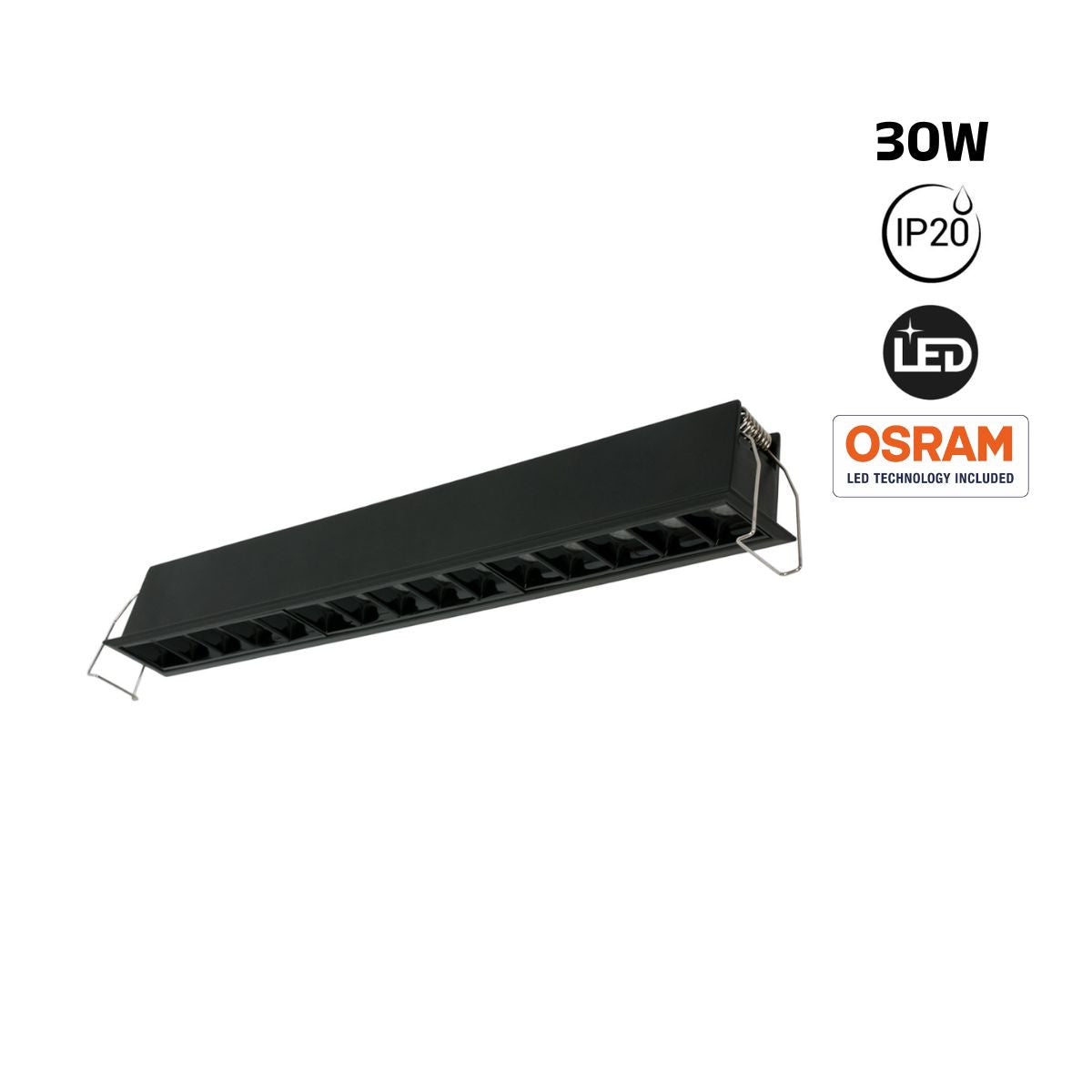 Foco lineal LED empotrable 30W - UGR18 - CRI90 - Chip OSRAM