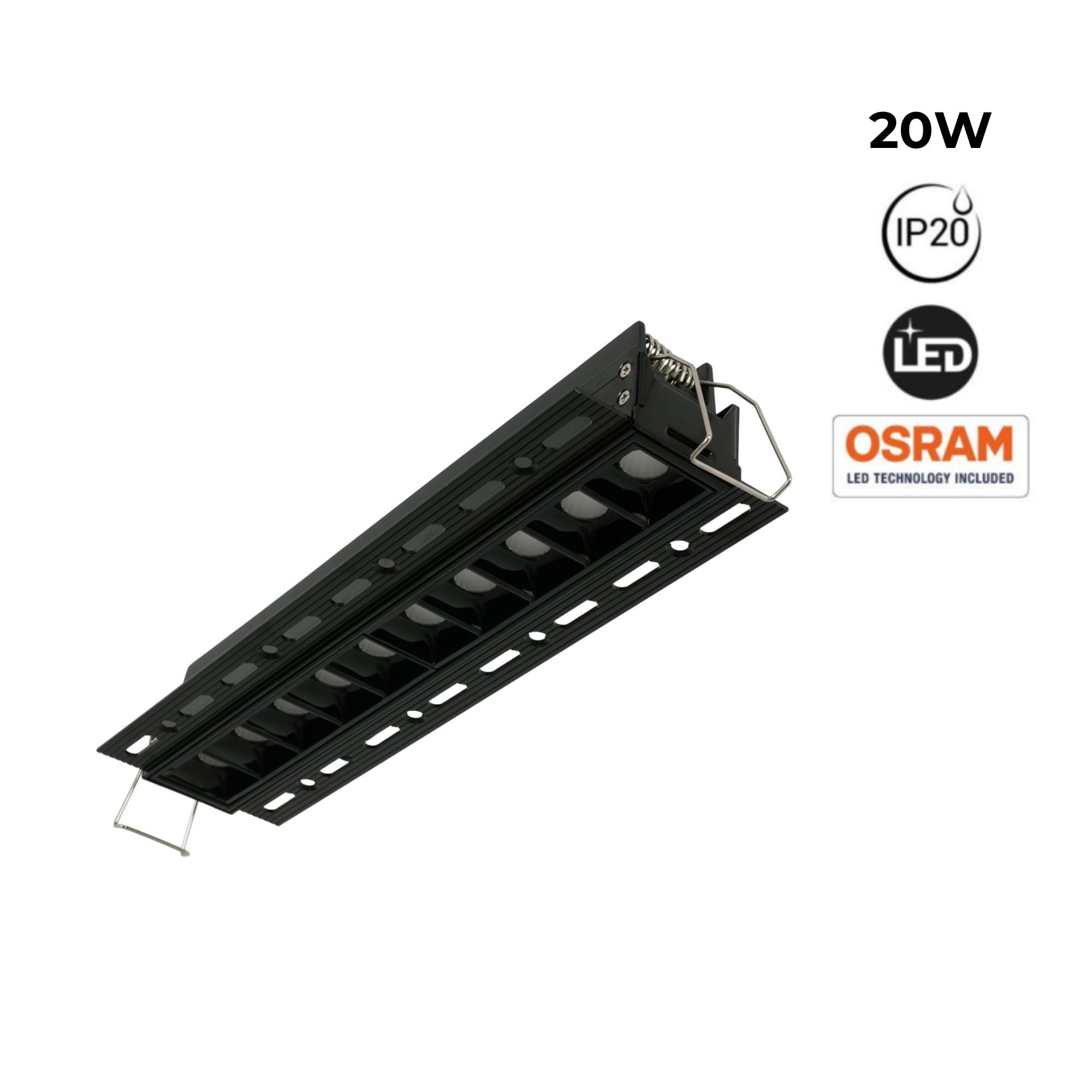 Foco lineal LED trimless / integración - 20W - UGR18 - CRI90