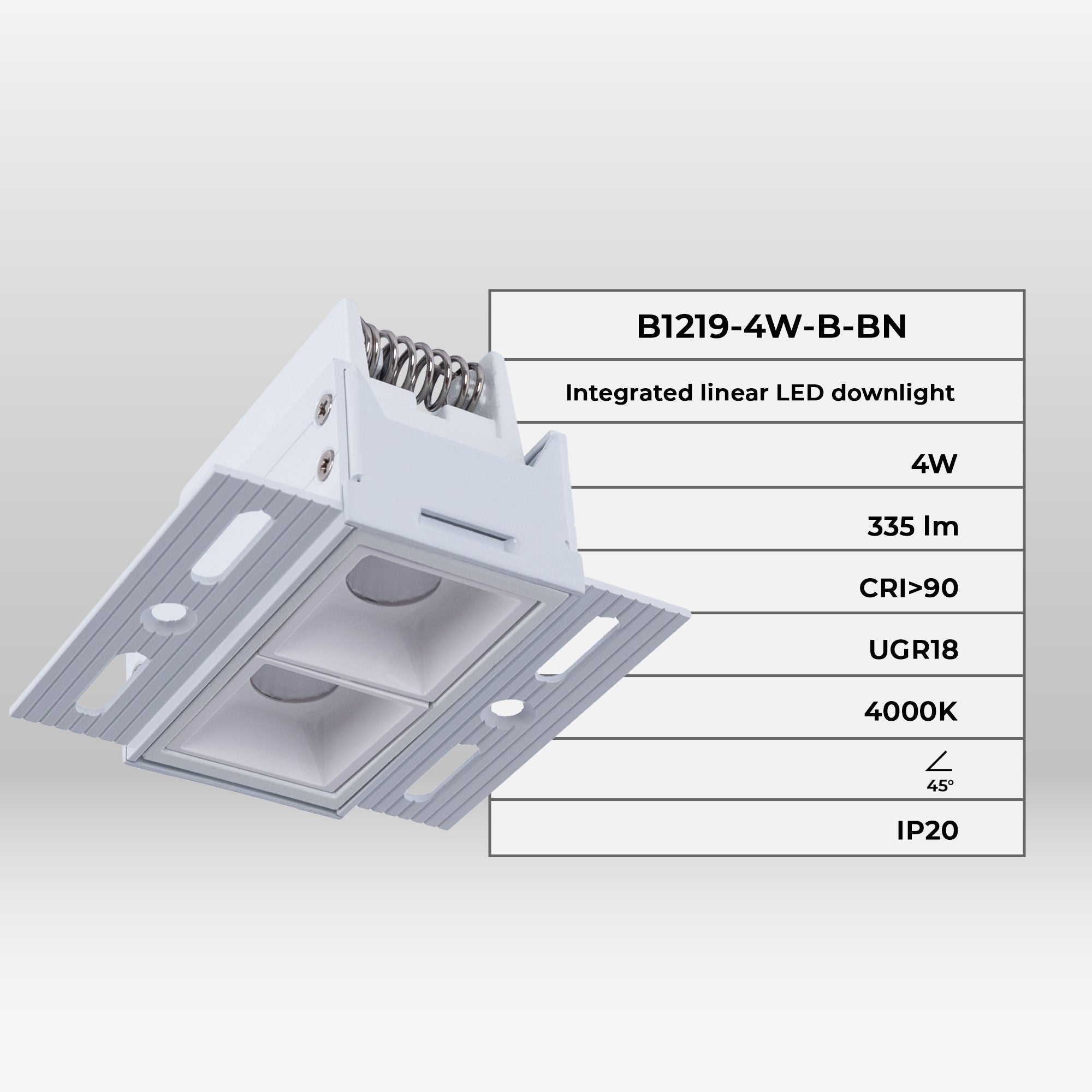 Foco lineal LED trimless / integración - 4W - UGR18 - CRI90