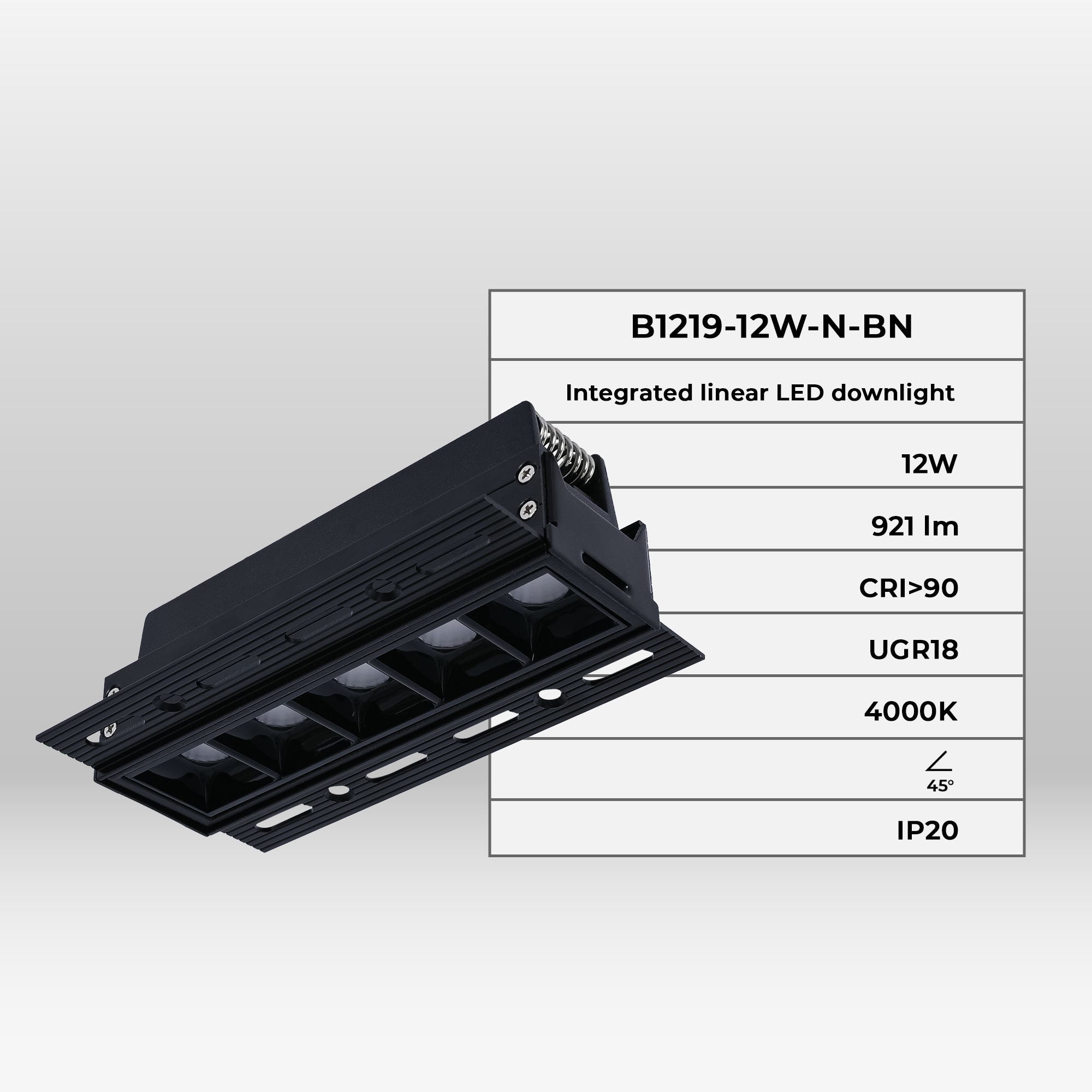 Foco lineal LED trimless / integración - 12W - UGR18 - CRI90