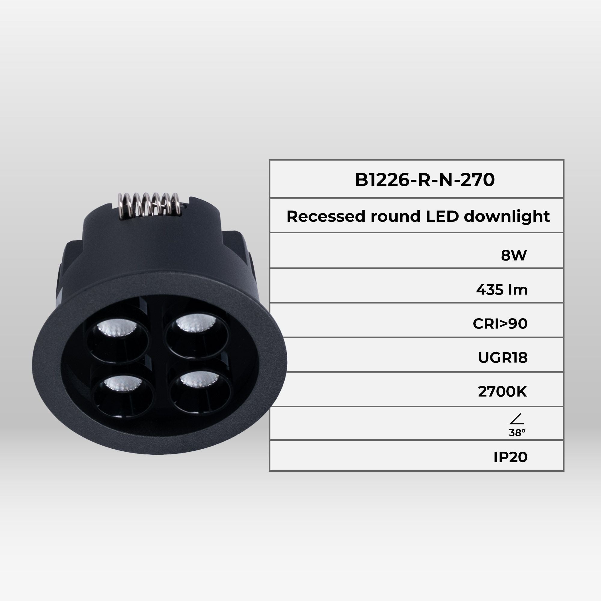 Downlight LED empotrable circular 8W - Chip Osram - UGR18 - Corte Ø 58mm