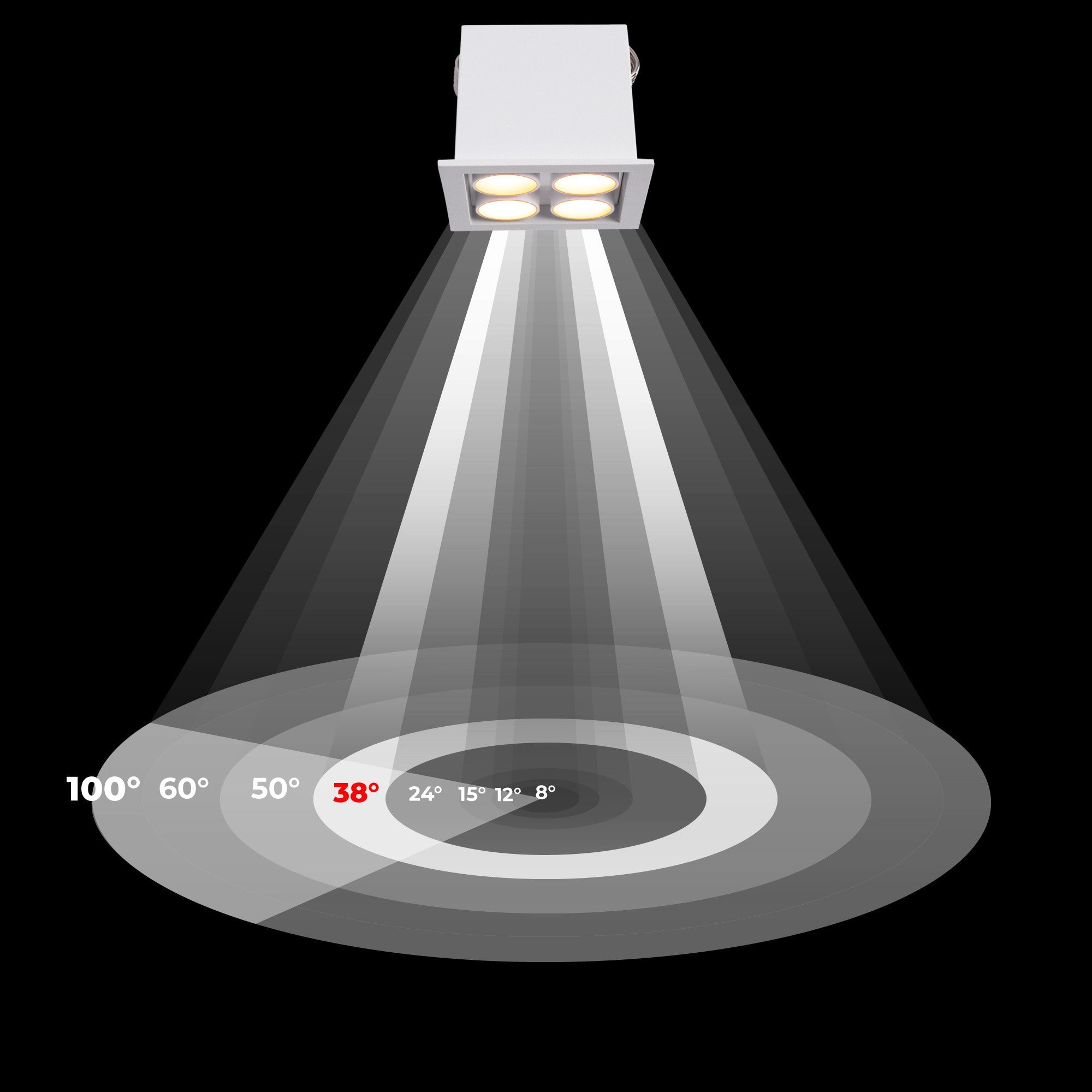 Downlight LED empotrable cuadrado 8W - Chip Osram - UGR18 - Corte 48 x 48 mm