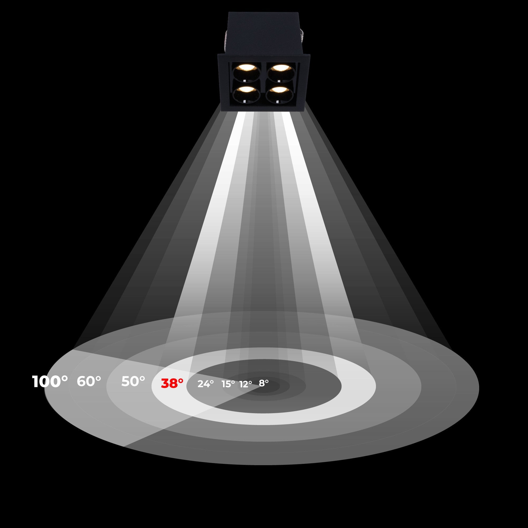 Downlight LED empotrable cuadrado 8W - Chip Osram - UGR18 - Corte 48 x 48 mm