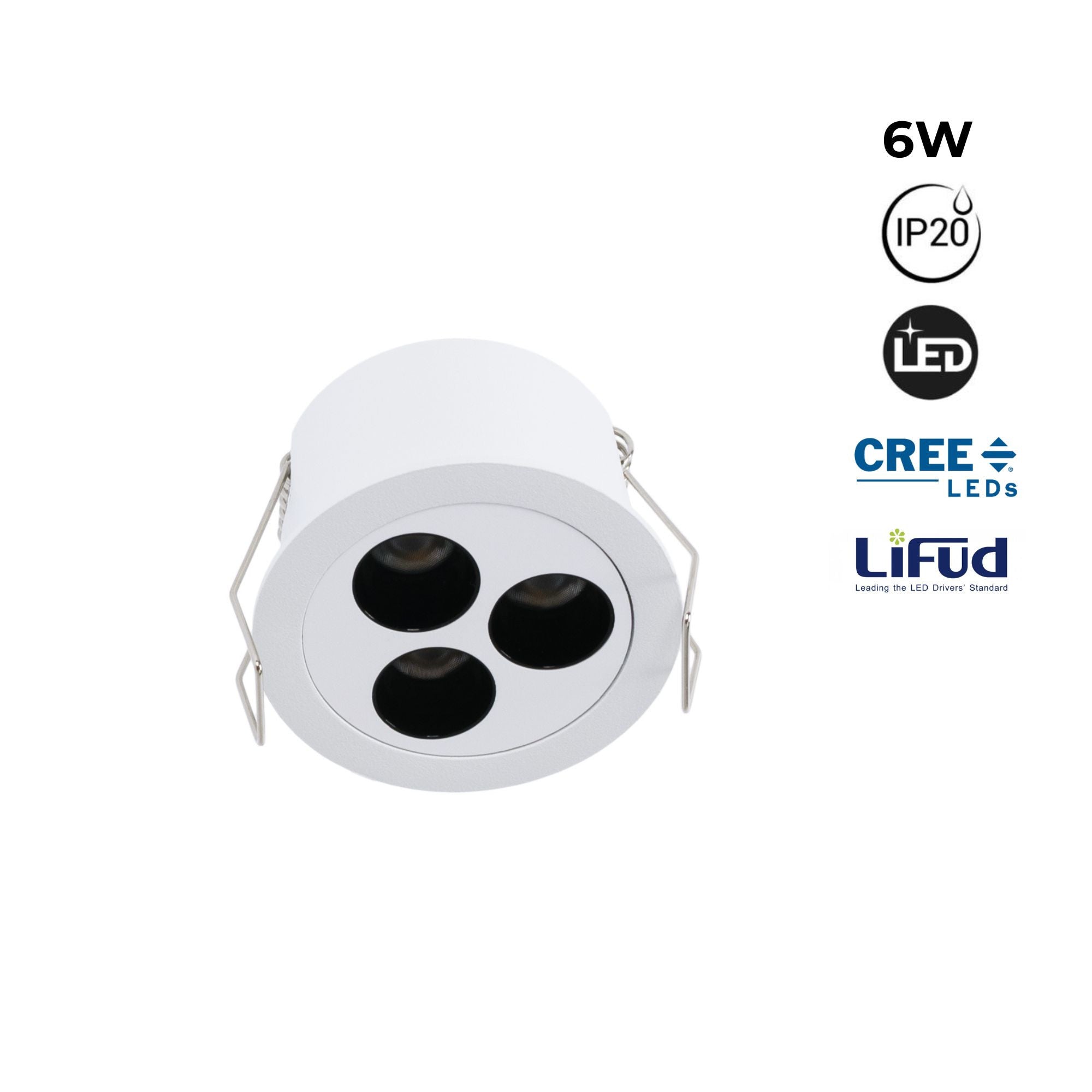Downlight LED empotrable circular 6W - UGR18 - Corte Ø 55mm - Blanco