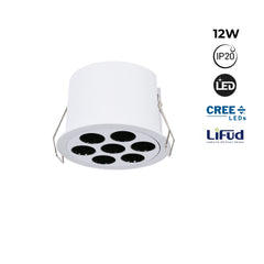 Downlight LED empotrable circular 12W - UGR18 - Corte Ø 70mm - Blanco