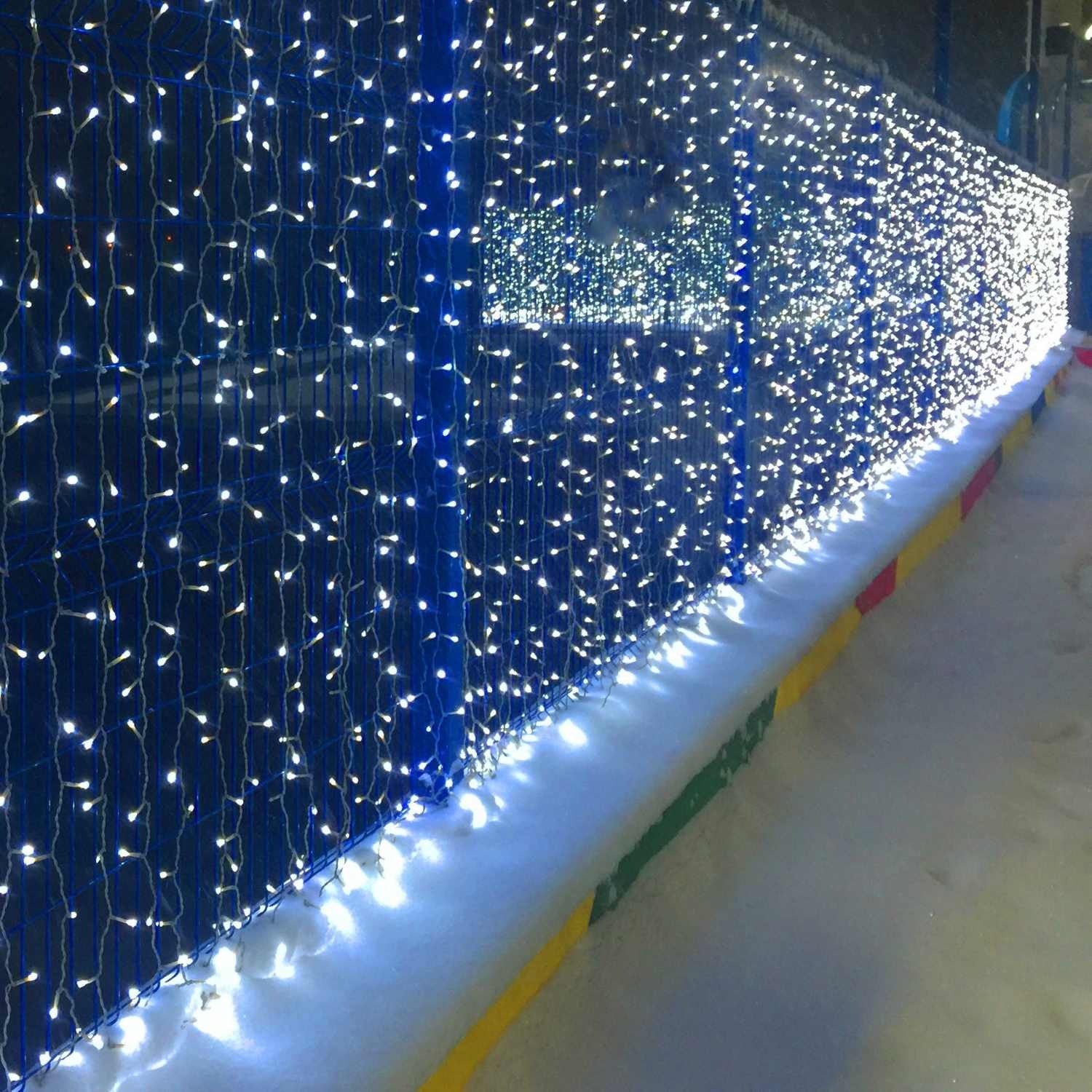 Cortina de luces LED - 1,5m x 90cm - 100 luces - Blanco frío