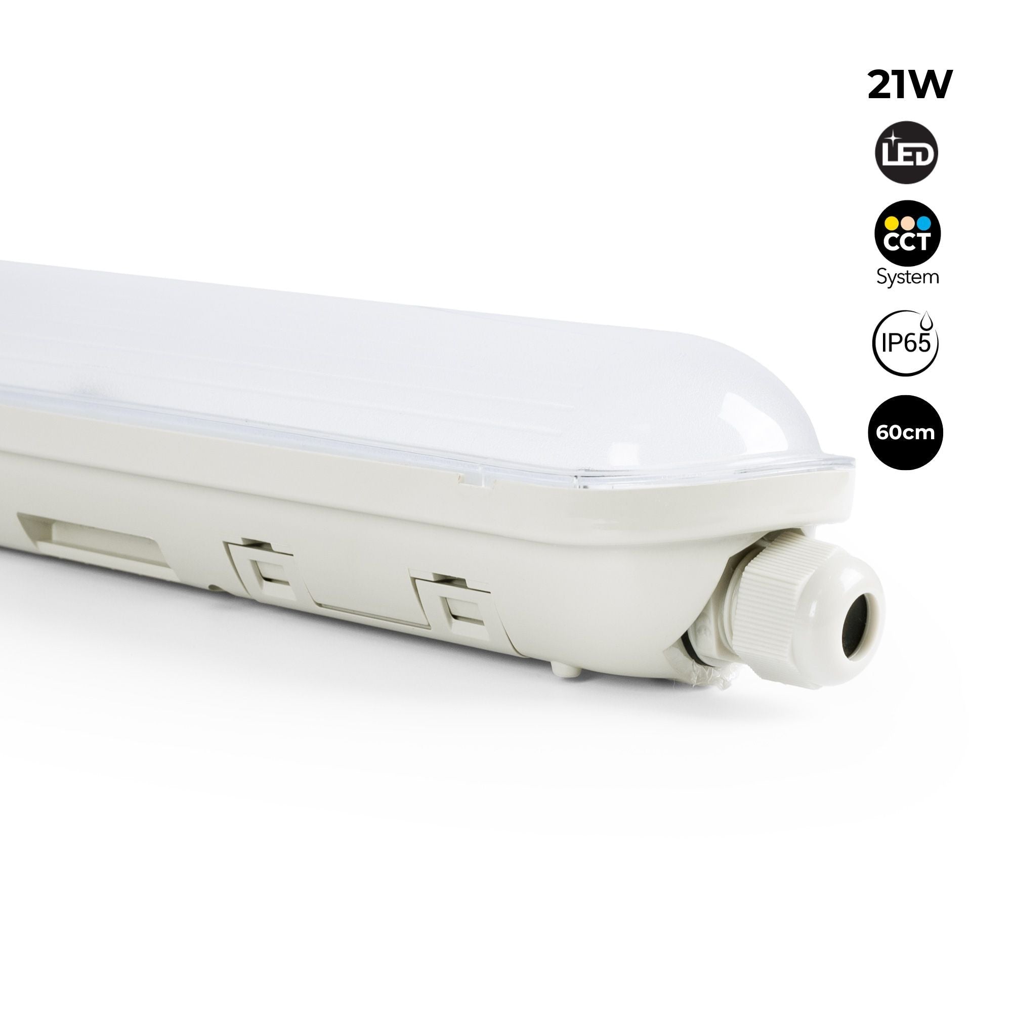 Pantalla estanca LED lineal enlazable CCT - 60cm - 21W - IP65