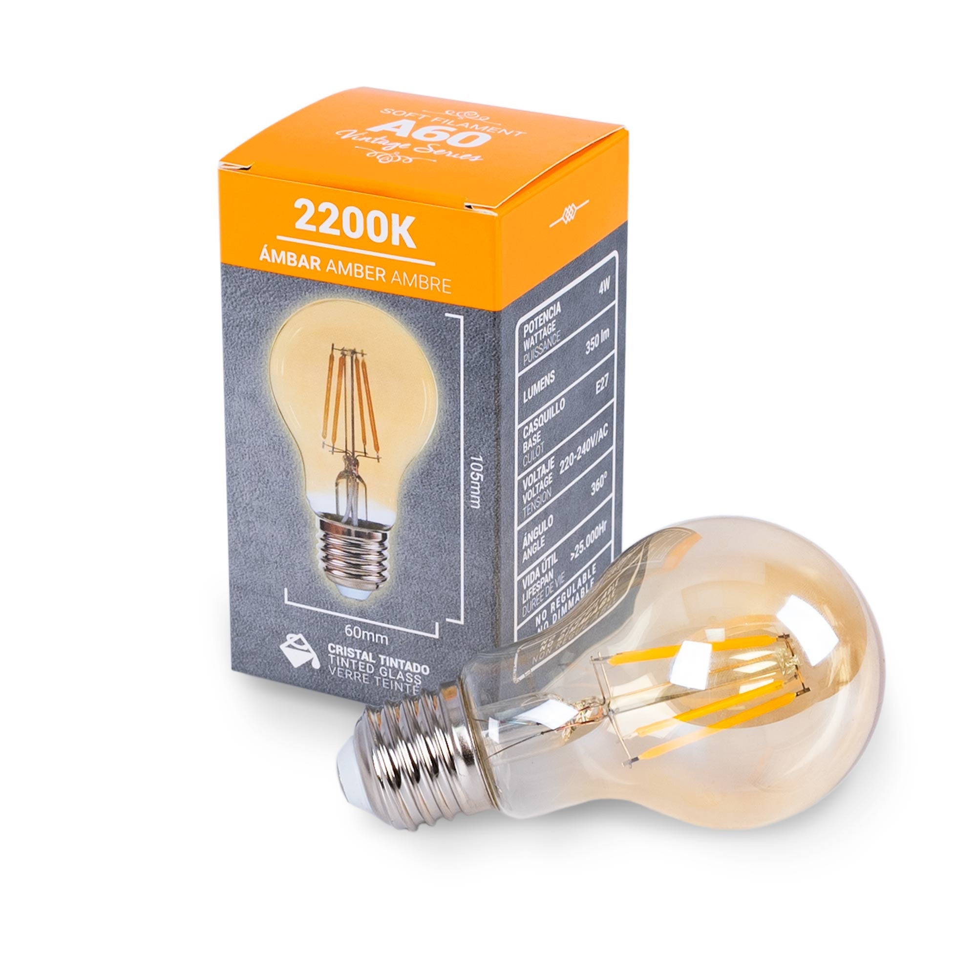 Bombilla LED E27 vintage gold filamento- 4W - 2200K