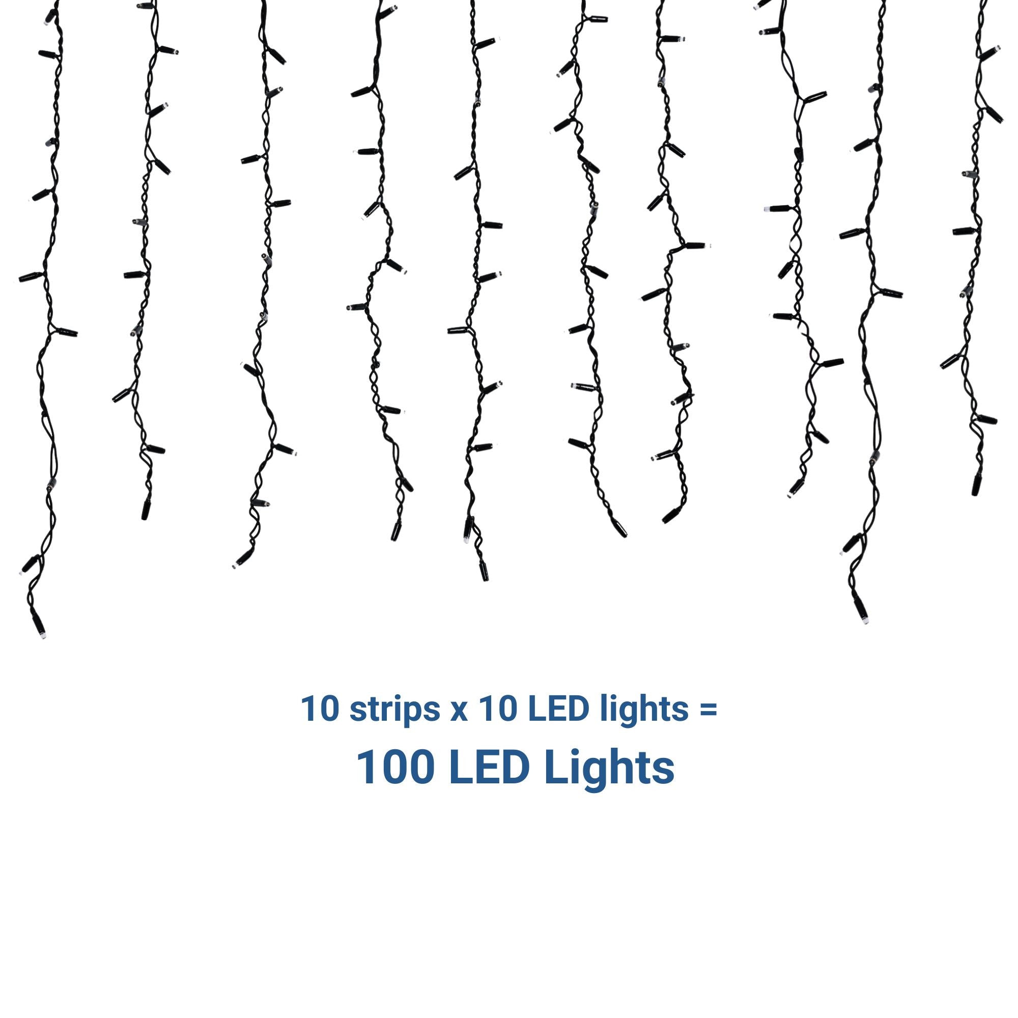 Cortina de luces LED - 1,5m x 90cm - 100 luces - Blanco cálido