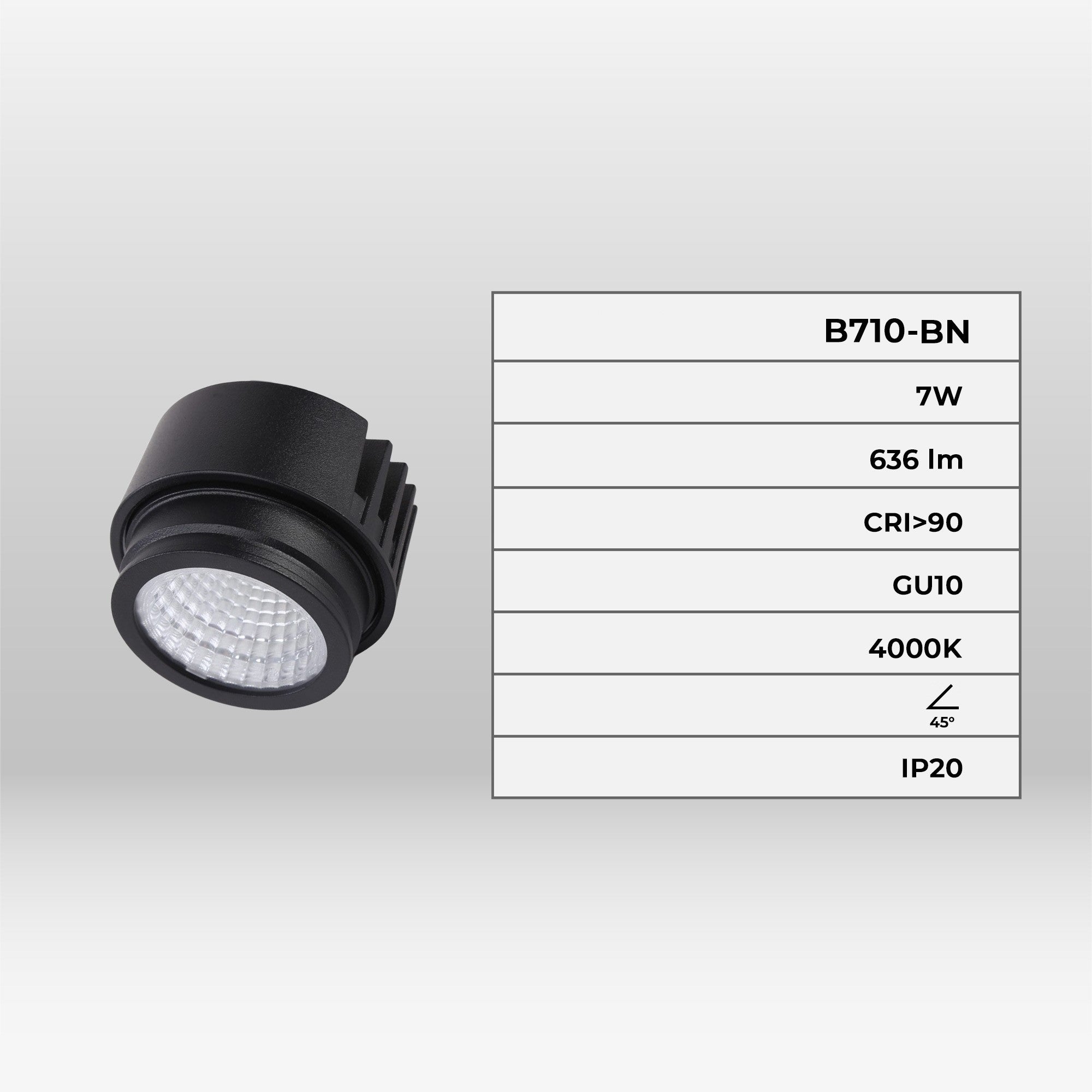 Módulo LED 7W para aro downlight MR16/GU10 - 45º - CRI 90