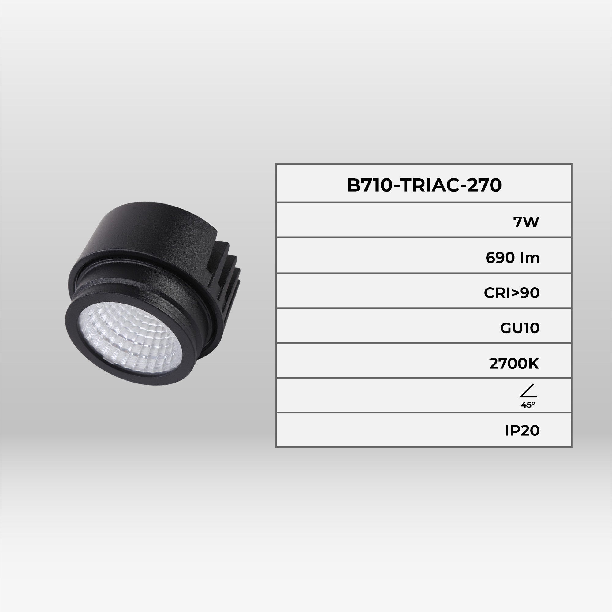 Módulo LED 7W para aro downlight MR16/GU10 - Regulable por TRIAC - 45º - CRI 90