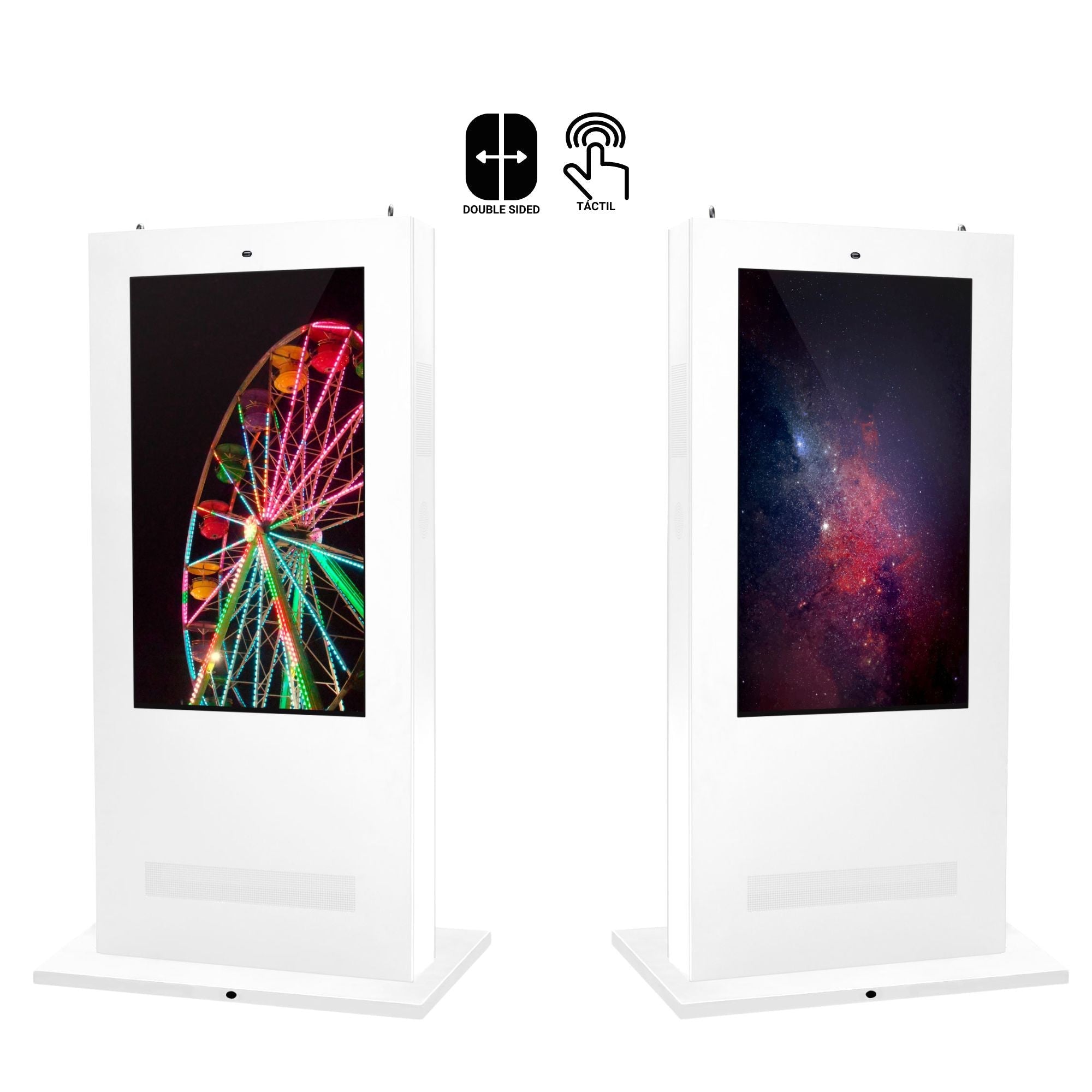 Tótem publicitario exterior pantalla LCD 55"- Doble cara - Táctil - Android- Blanco
