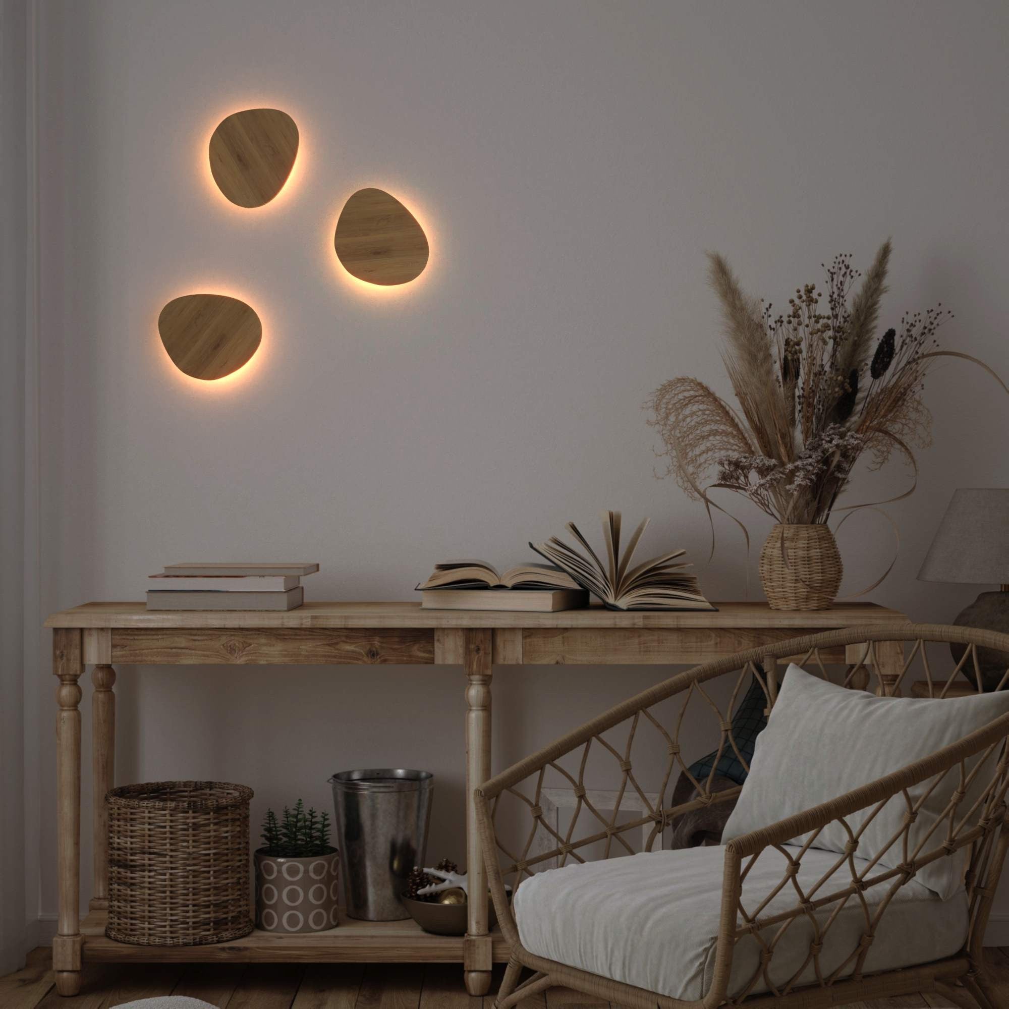 Aplique de pared madera "Eclipse 3" 8W - Luz cálida