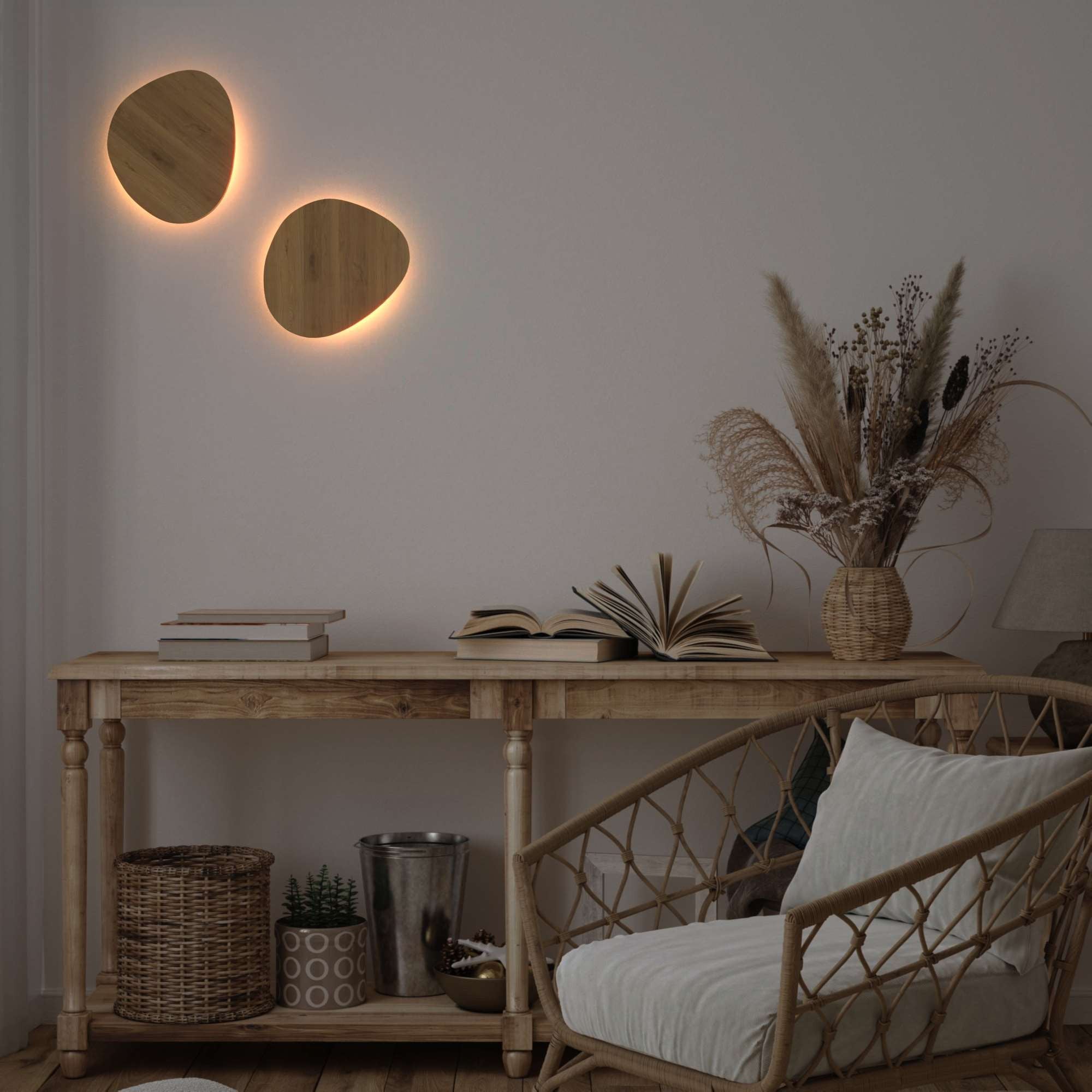 Aplique de pared interior de madera "Eclipse 3" 12W - Luz cálida