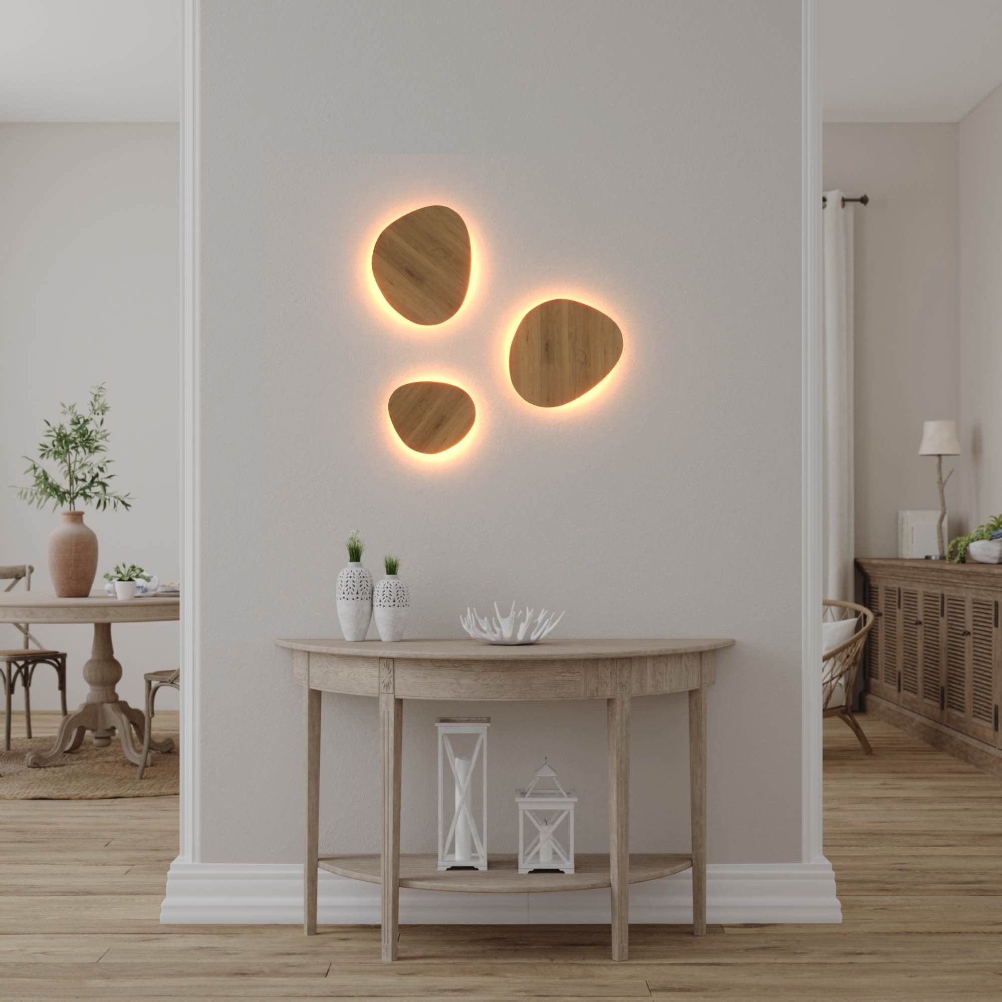 Aplique de pared interior de madera "Eclipse 3" 12W - Luz cálida