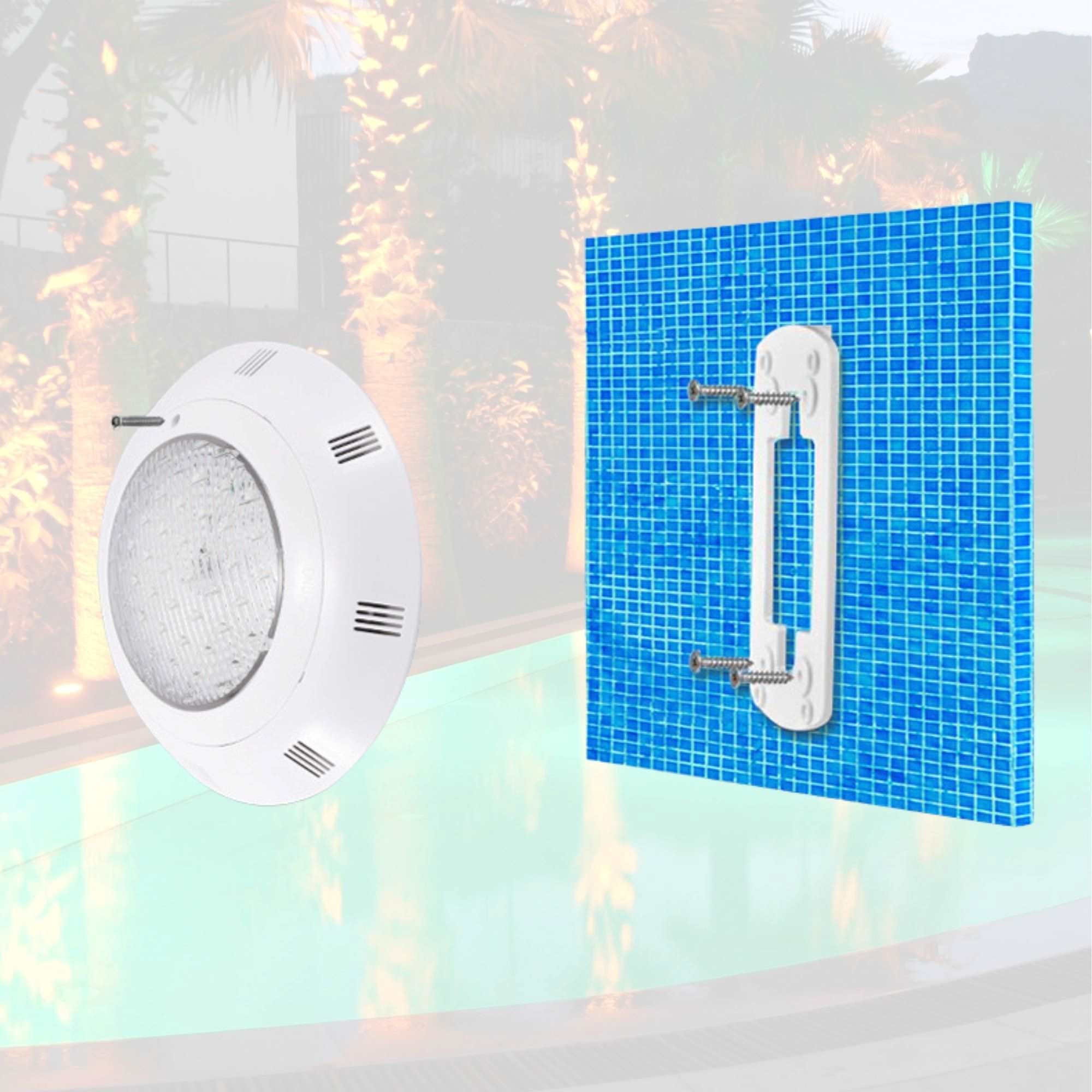 Foco LED para piscina RGB de superficie 12V AC - 24W - Sumergible - Con mando - IP68