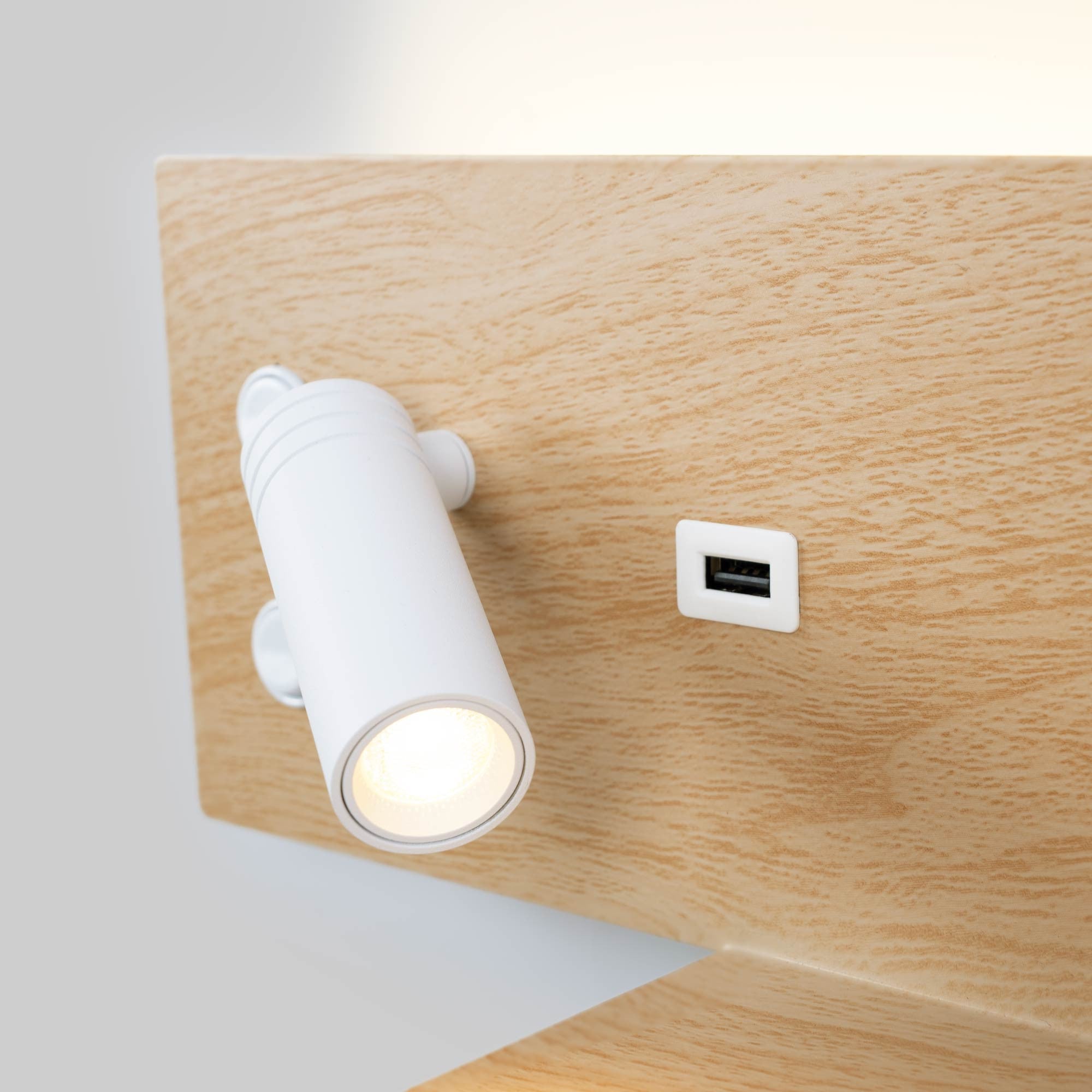 Pack x 2 - Aplique de pared para lectura con puerto USB "Kerta" - Iluminación doble - 3W+7W