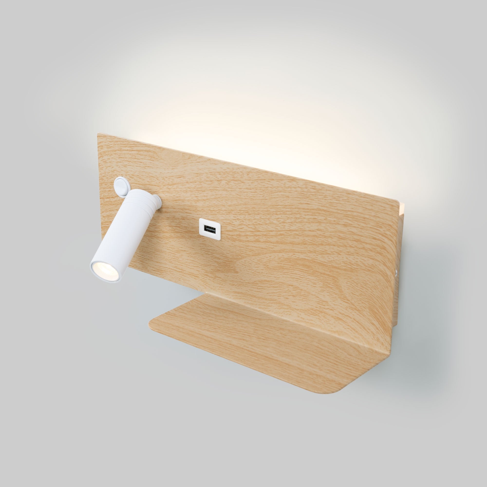 Aplique de pared para lectura con puerto USB "Kerta" - Iluminación doble - 3W+7W
