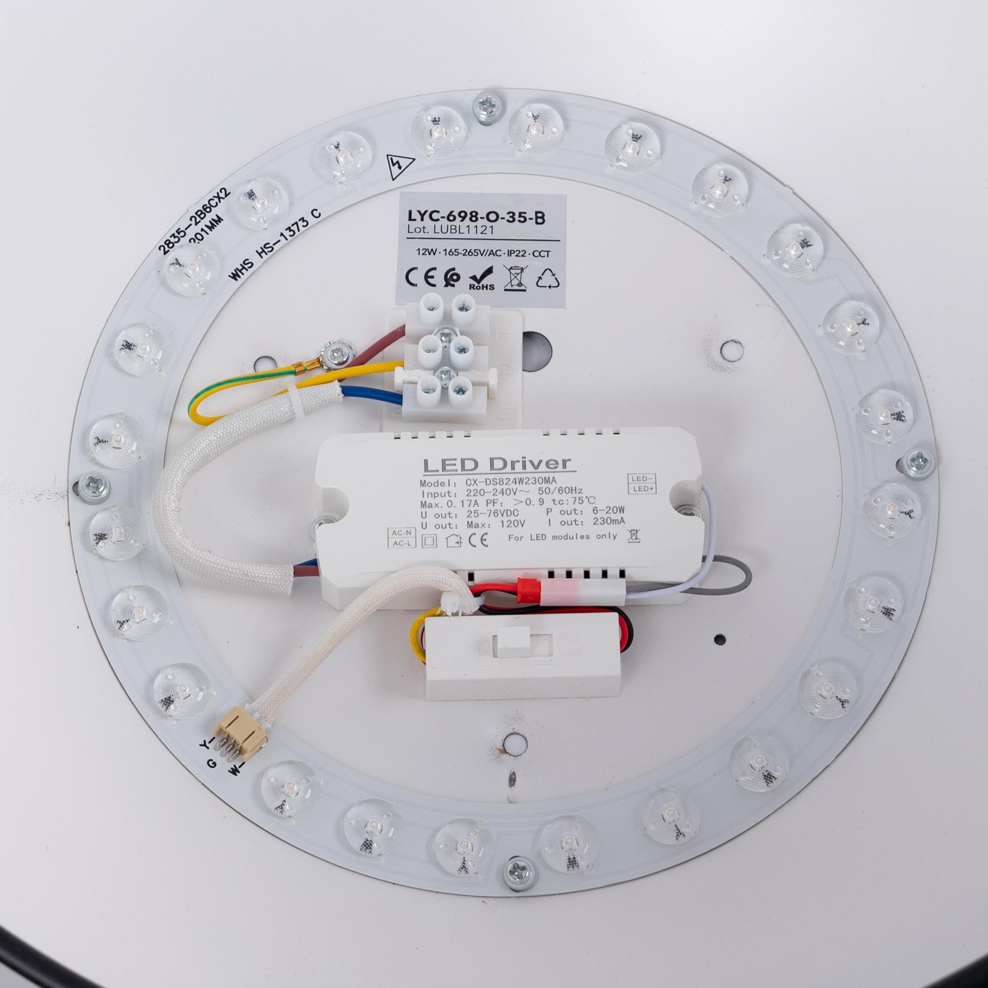 Lámpara de techo LED inclinada CCT 12W - Efecto madera - ø35cm