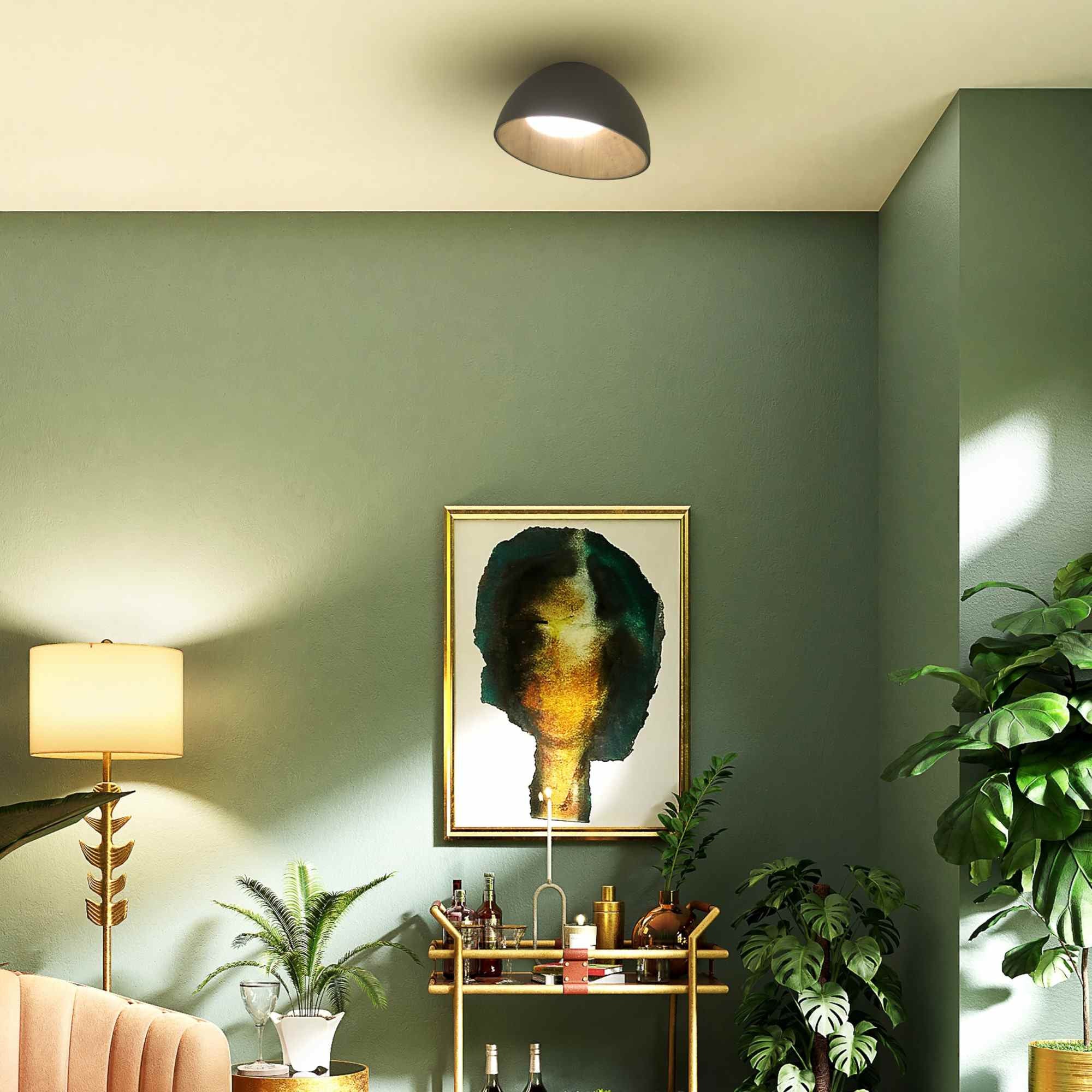 Lámpara de techo LED inclinada CCT 12W - Efecto madera - ø35cm