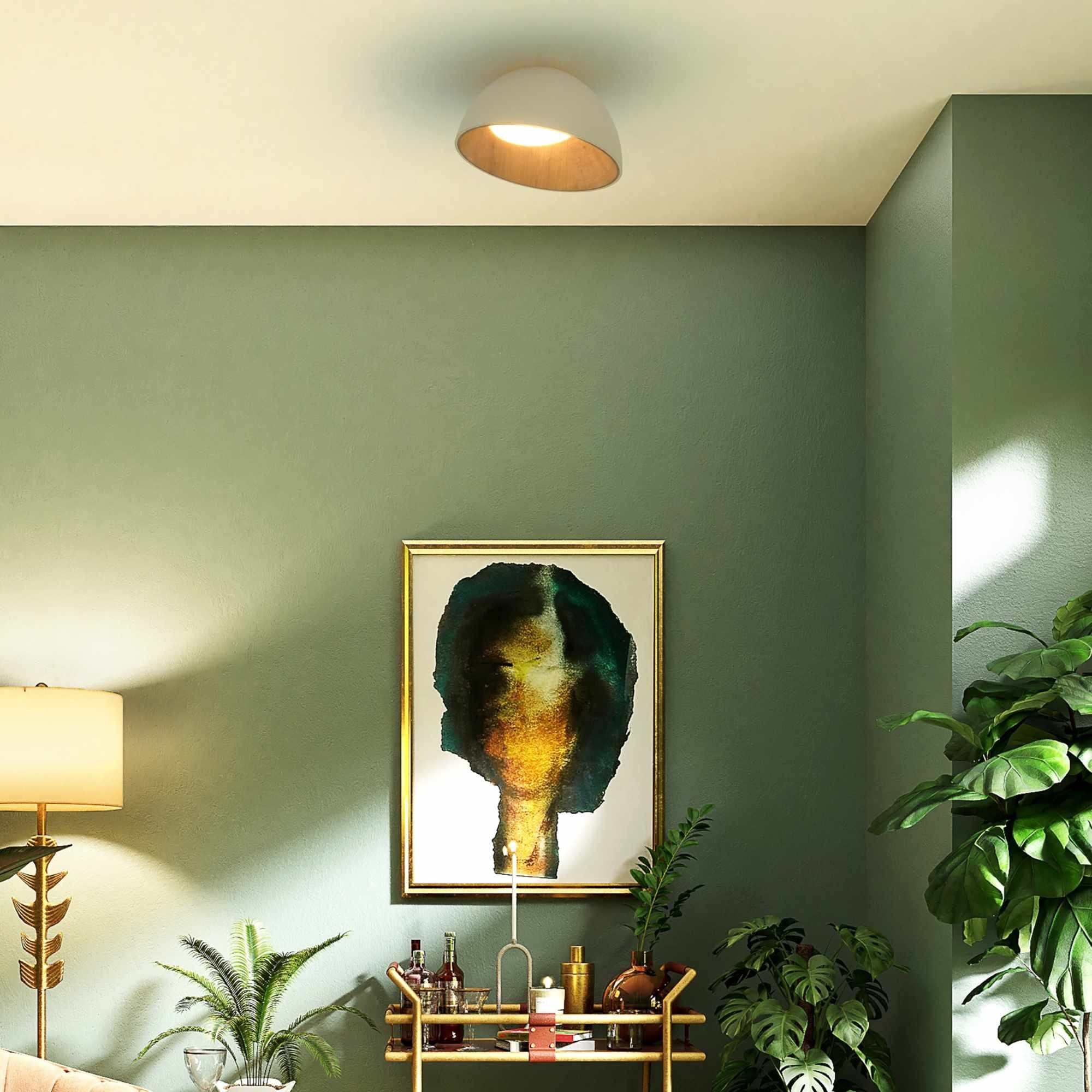 Lámpara de techo LED inclinada CCT 12W - Efecto madera - ø35cm