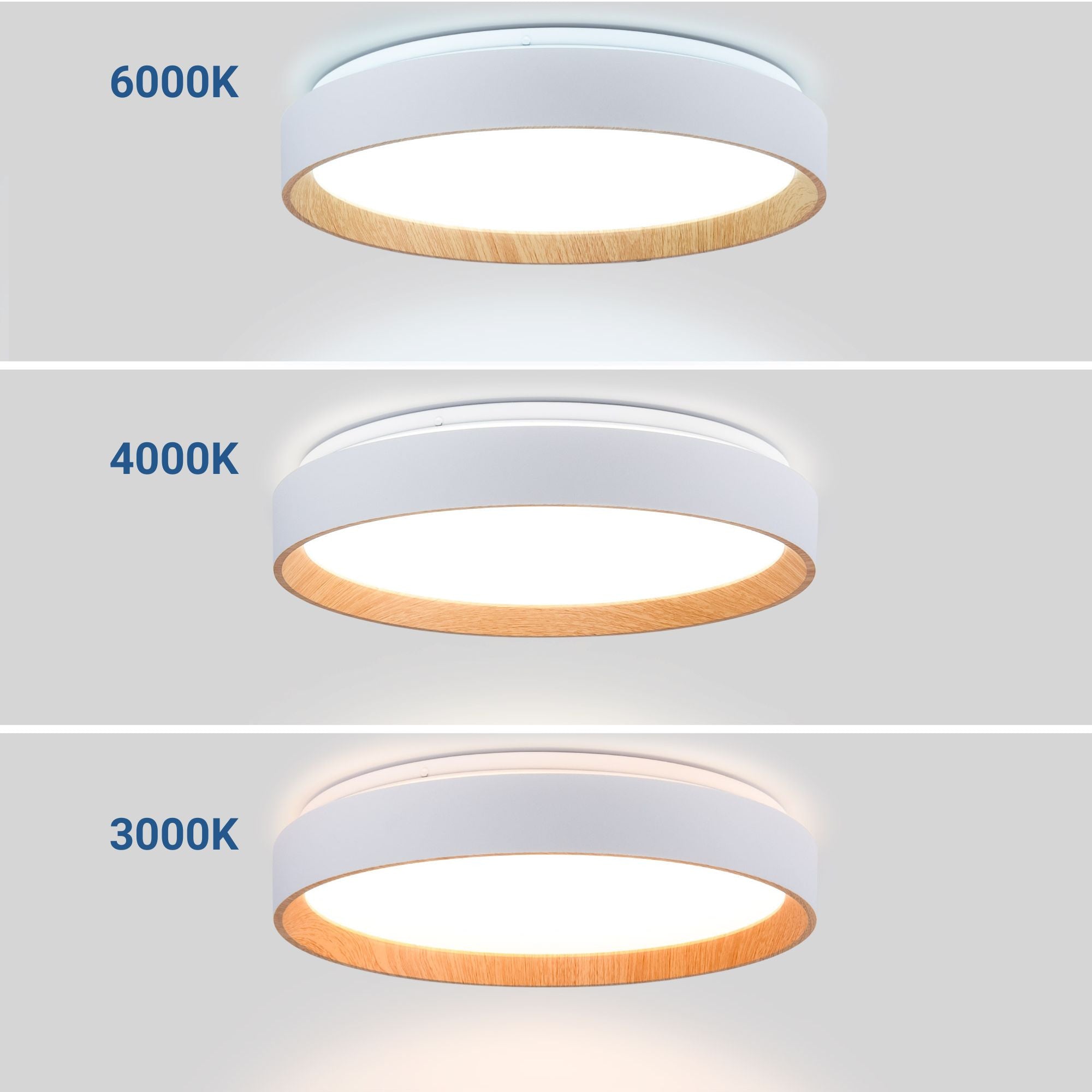 Lámpara de techo LED tipo plafón CCT 24W - Efecto madera - Ø40cm