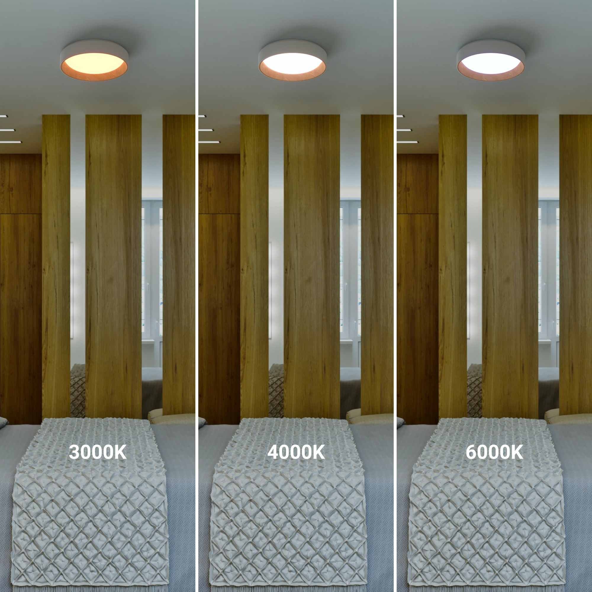 Lámpara de techo LED tipo plafón CCT 24W - Efecto madera - Ø40cm