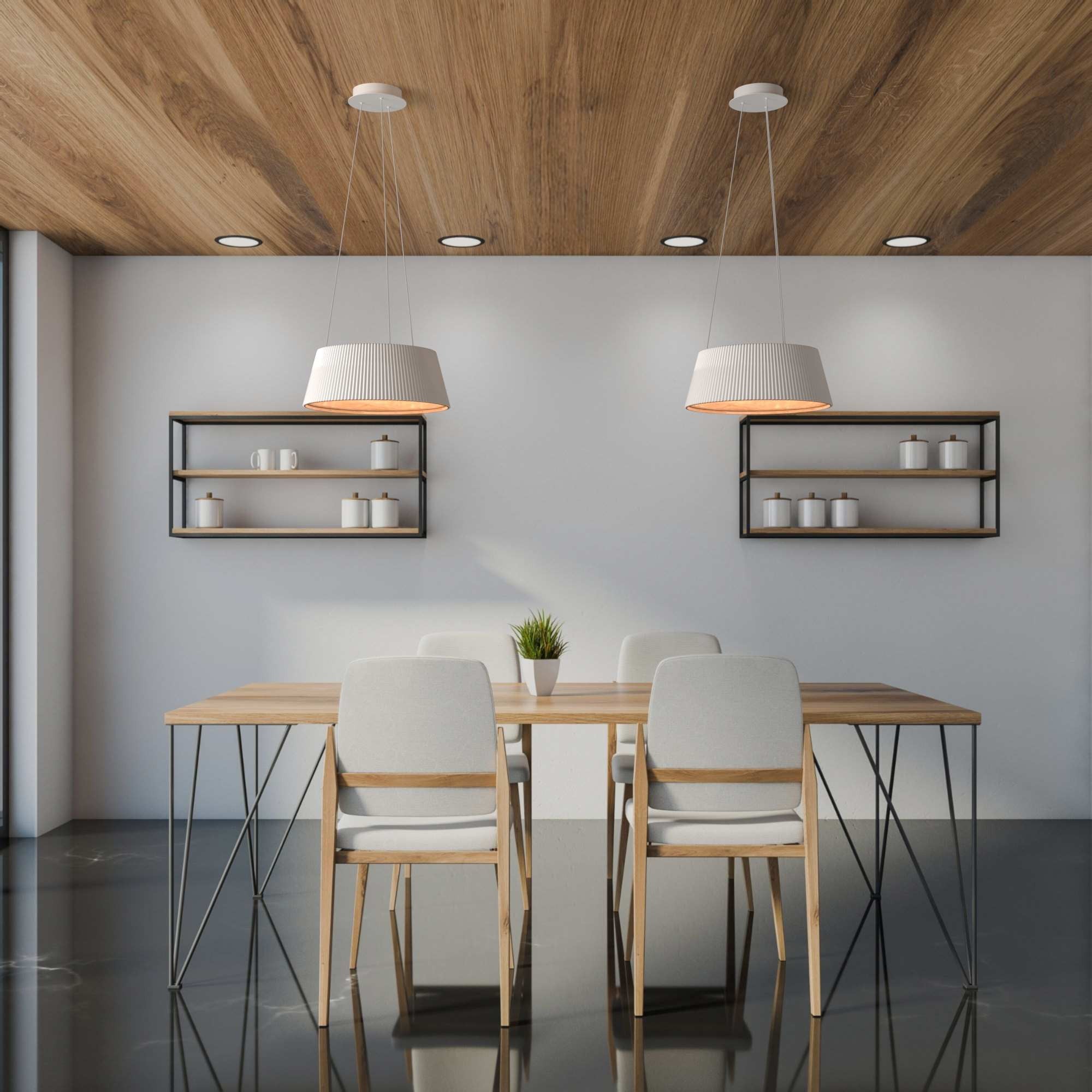 Lámpara colgante LED CCT 24W - Efecto madera - ø46cm