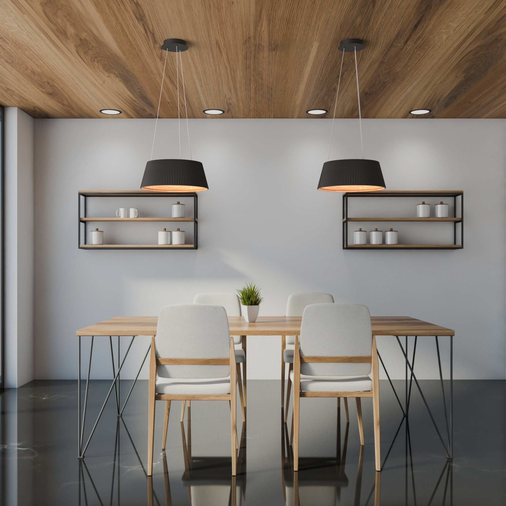 Lámpara colgante LED CCT 24W - Efecto madera - ø46cm