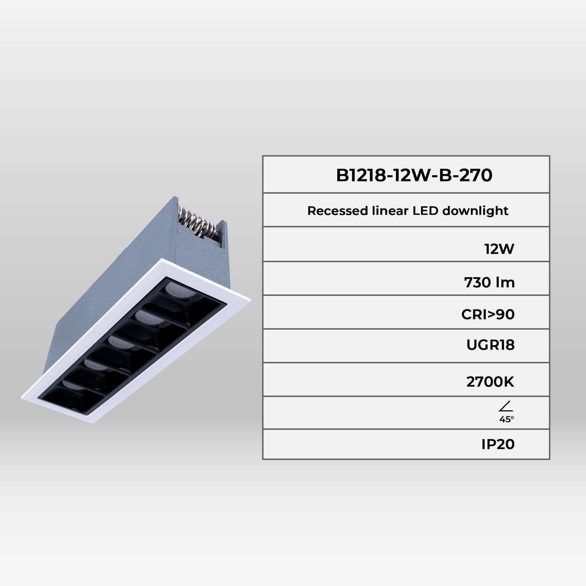 Foco lineal LED empotrable 10W - Chip OSRAM - UGR18 - CRI90