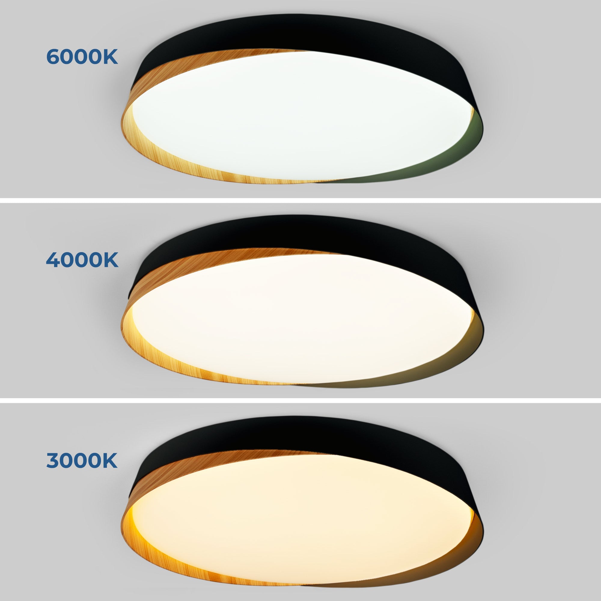 Lámpara de techo LED tipo plafón CCT 36W - Efecto madera - ø50cm - IP22