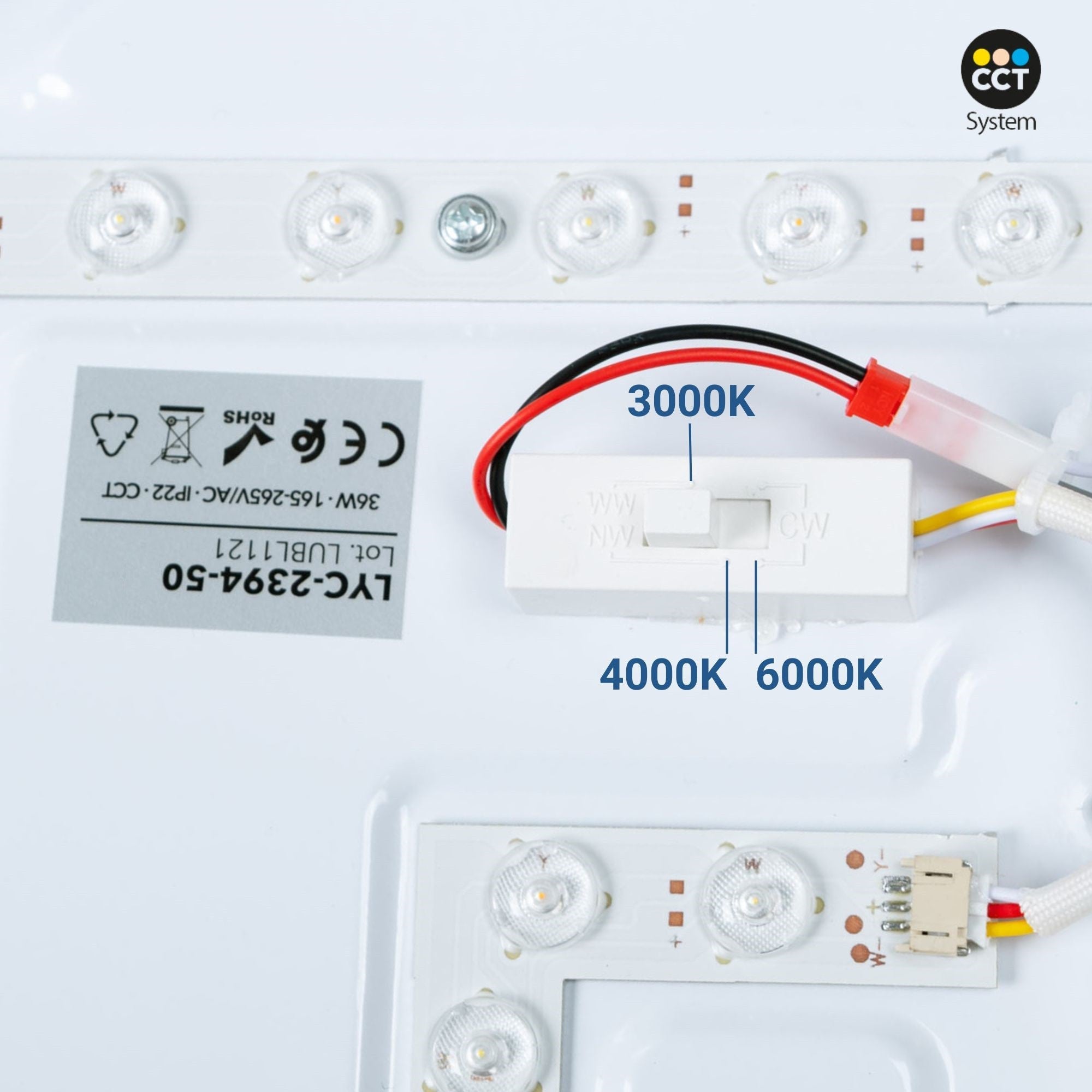 Lámpara de techo LED tipo plafón CCT 36W - Efecto madera - ø50cm - IP22