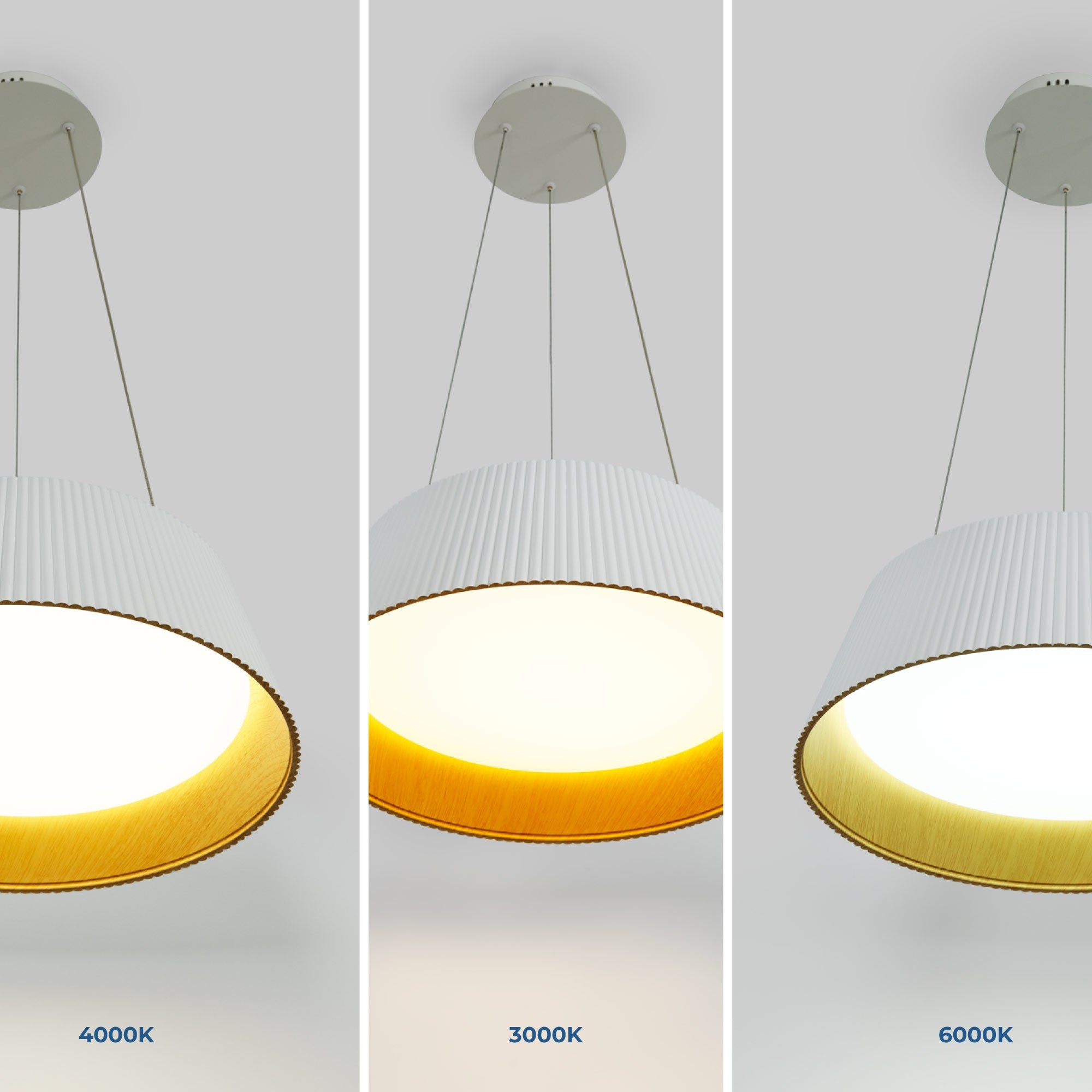 Lámpara colgante LED CCT 24W - Efecto madera - ø46cm