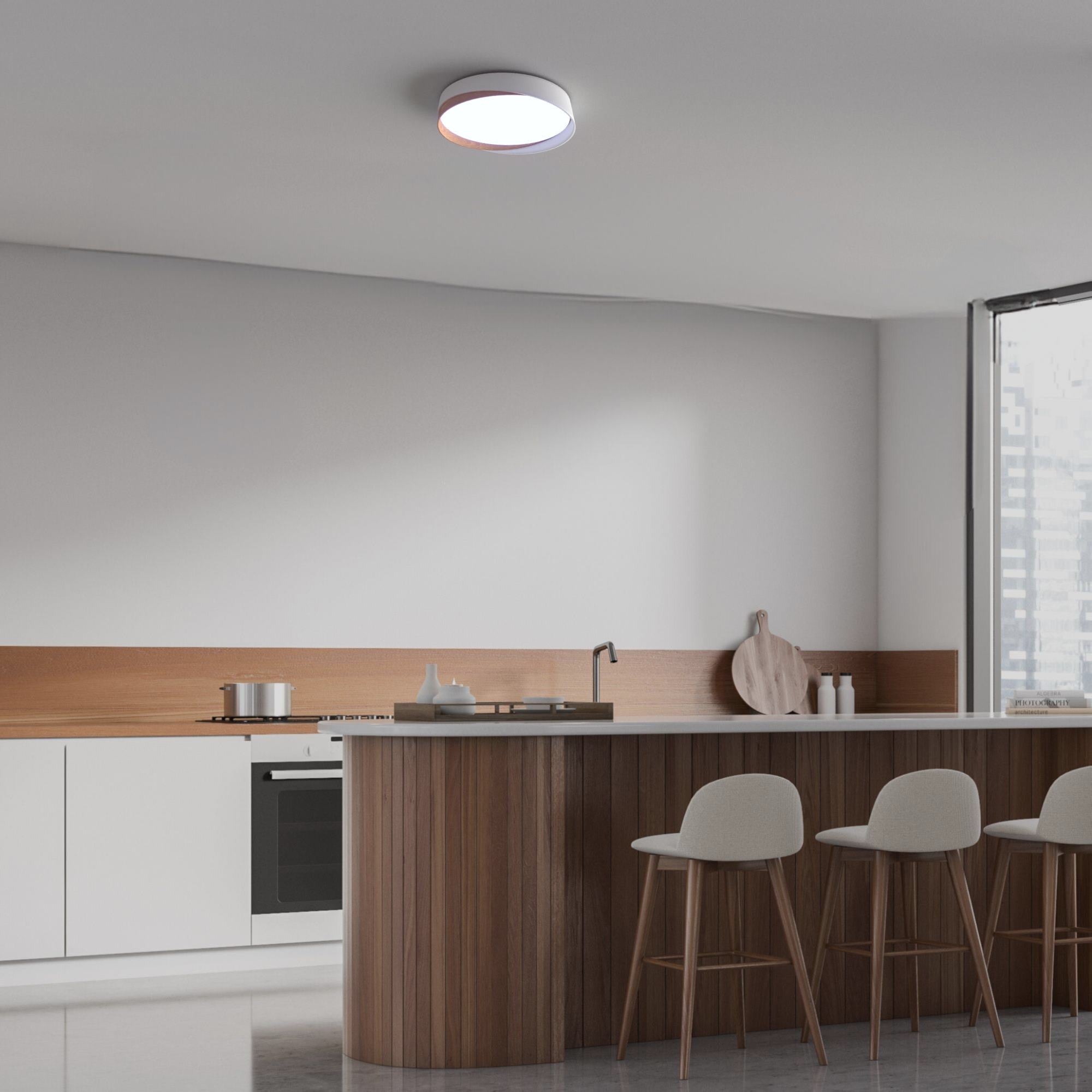 Lámpara de techo LED tipo plafón CCT 24W - Efecto madera - ø40cm - IP22