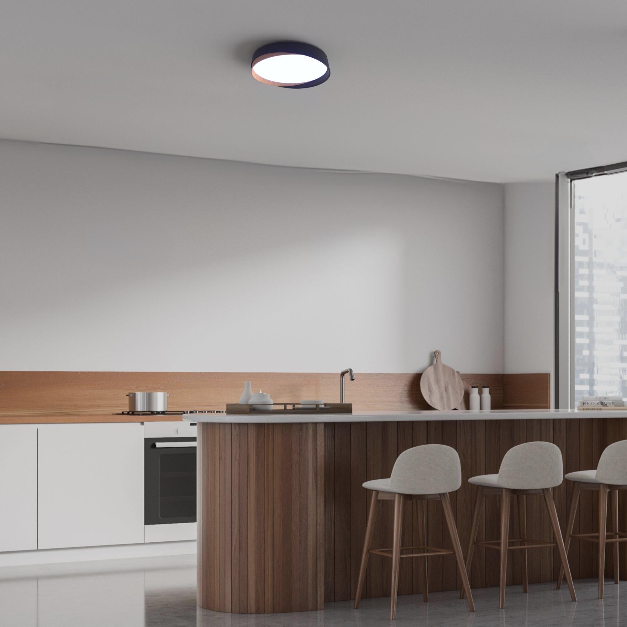 Lámpara de techo LED tipo plafón CCT 24W - Efecto madera - ø40cm - IP22