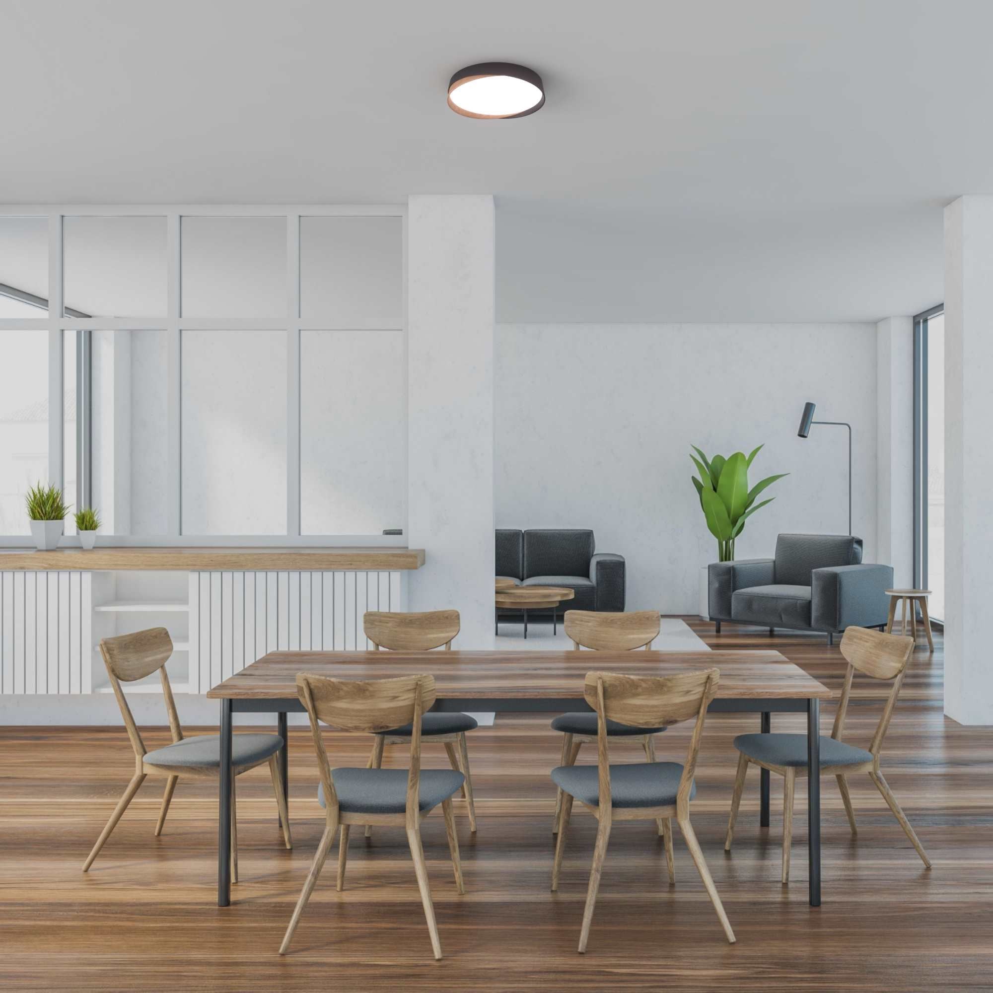 Lámpara de techo LED tipo plafón CCT 24W - Efecto madera - ø40cm - IP22
