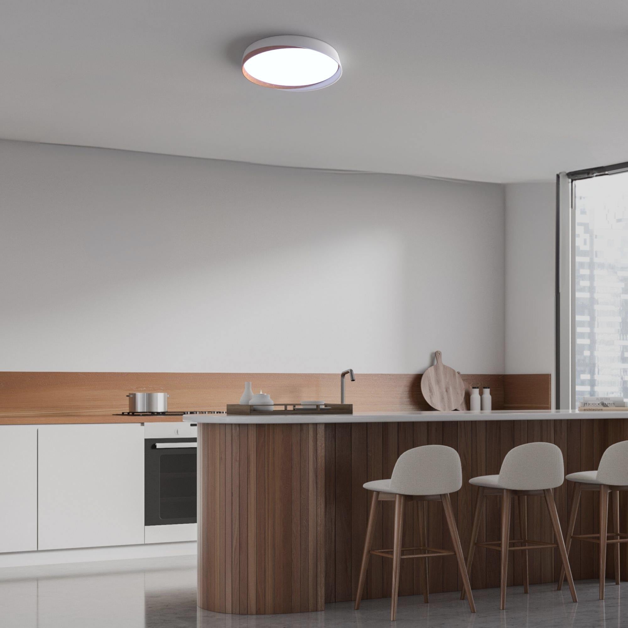Lámpara de techo LED tipo plafón CCT 36W - Efecto madera - ø50cm - IP22