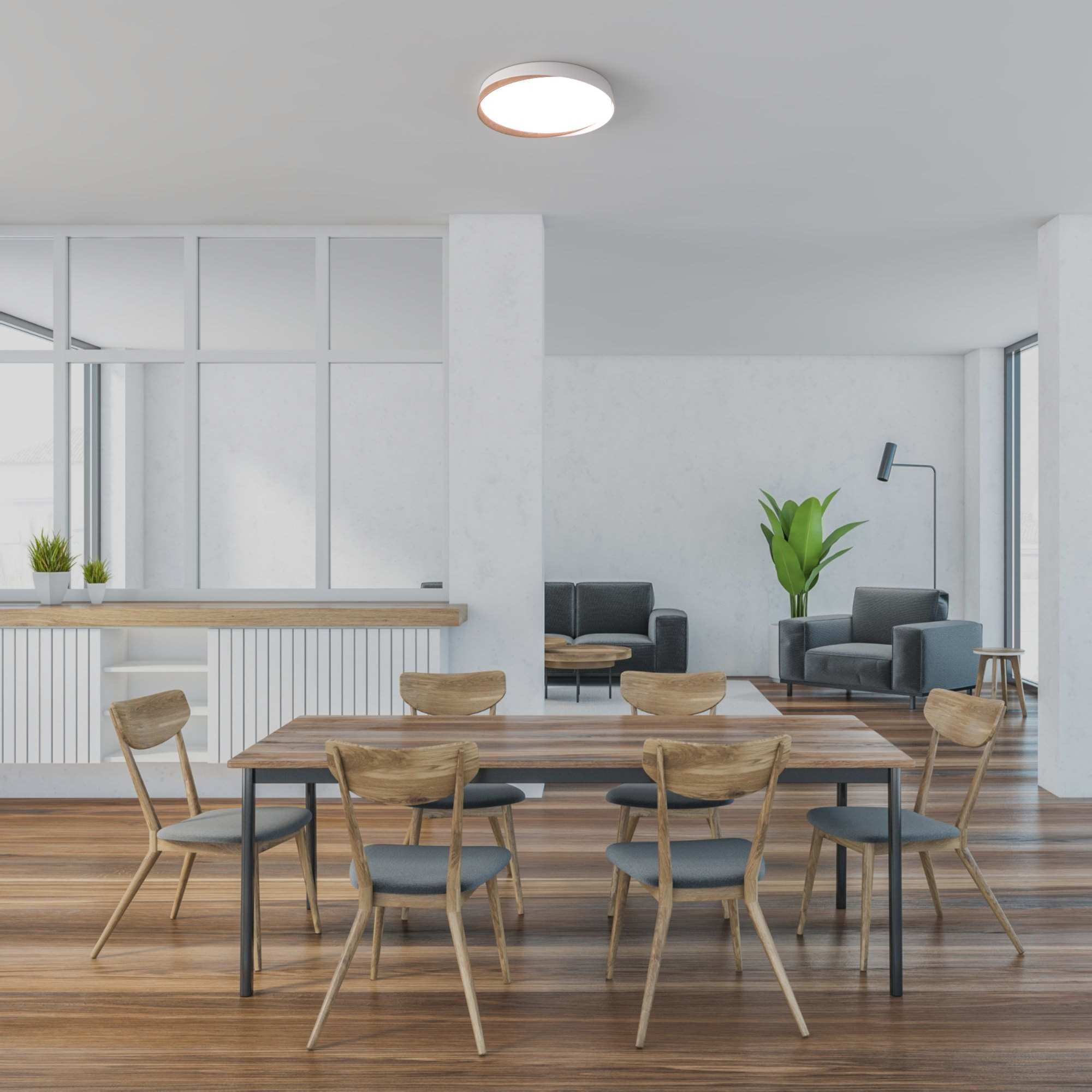 Lámpara de techo LED tipo plafón CCT 36W - Efecto madera - ø50cm - IP22