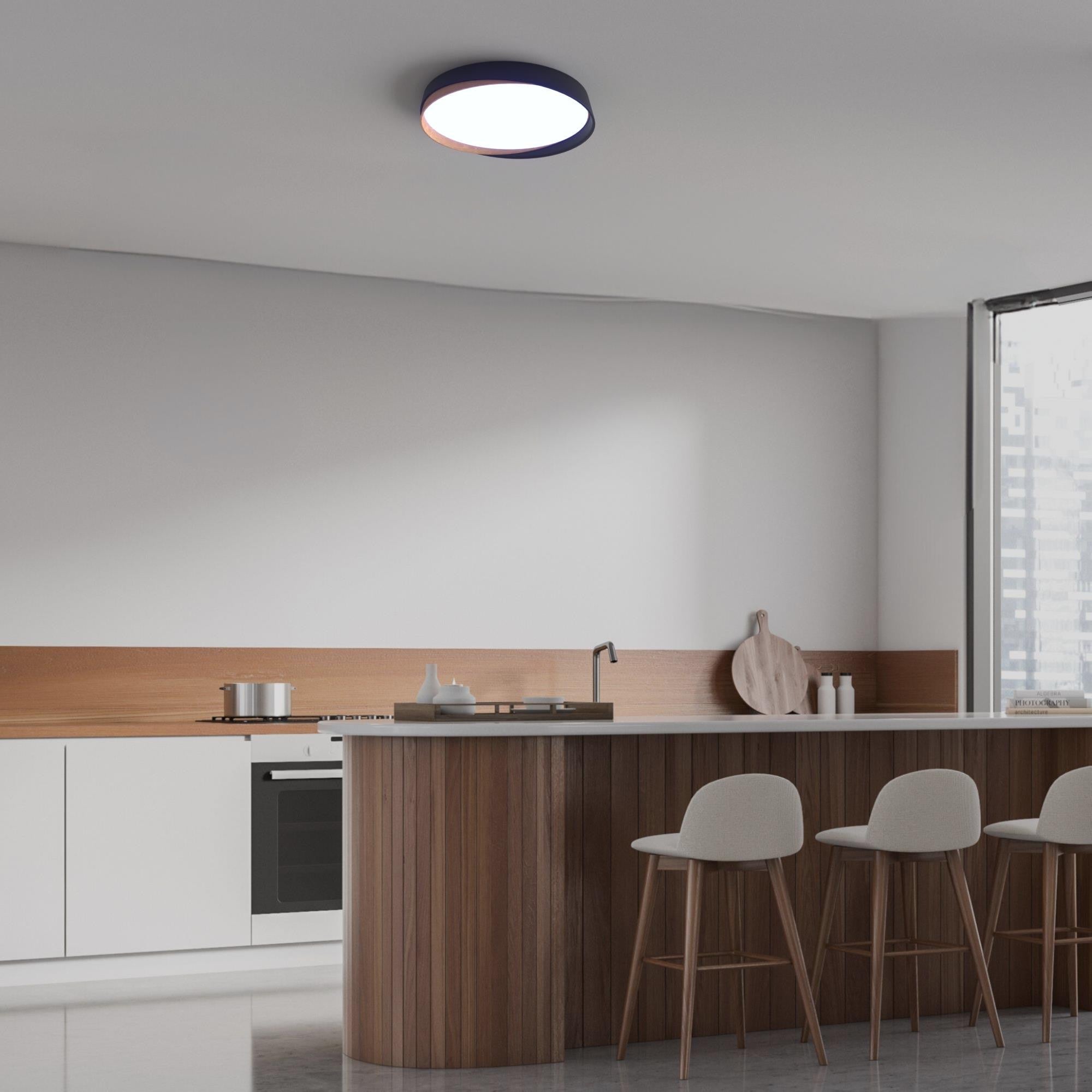 Lámpara de techo LED tipo plafón CCT 36W - Efecto madera - ø50cm - IP22