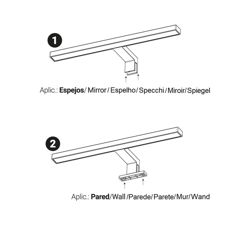 Aplique de baño para espejo 5W - Fijación espejo y mueble - 30cm