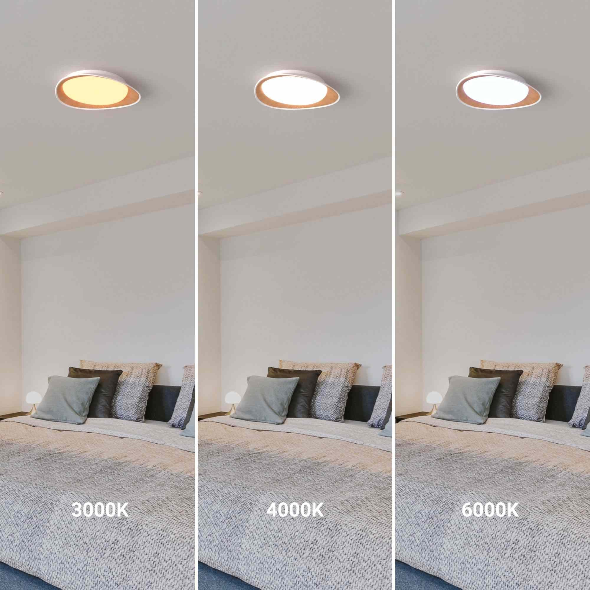 Lámpara de techo LED tipo plafón CCT 24W - Efecto madera - Ø45cm