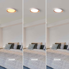 Lámpara de techo LED tipo plafón CCT 24W - Efecto madera - Ø45cm