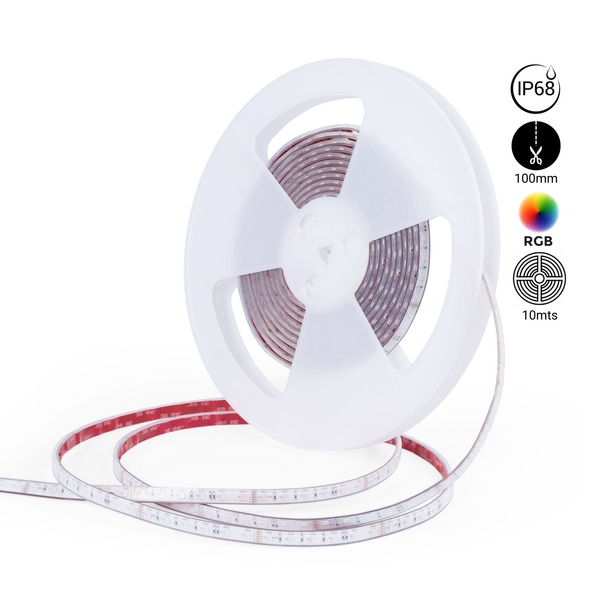 Tira LED 24V DC sumergible - RGB - 14.4W/m - 12mm - IP68 - 10 metros - 60ch/m