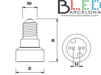 Adaptador de rosca E14 a MR16