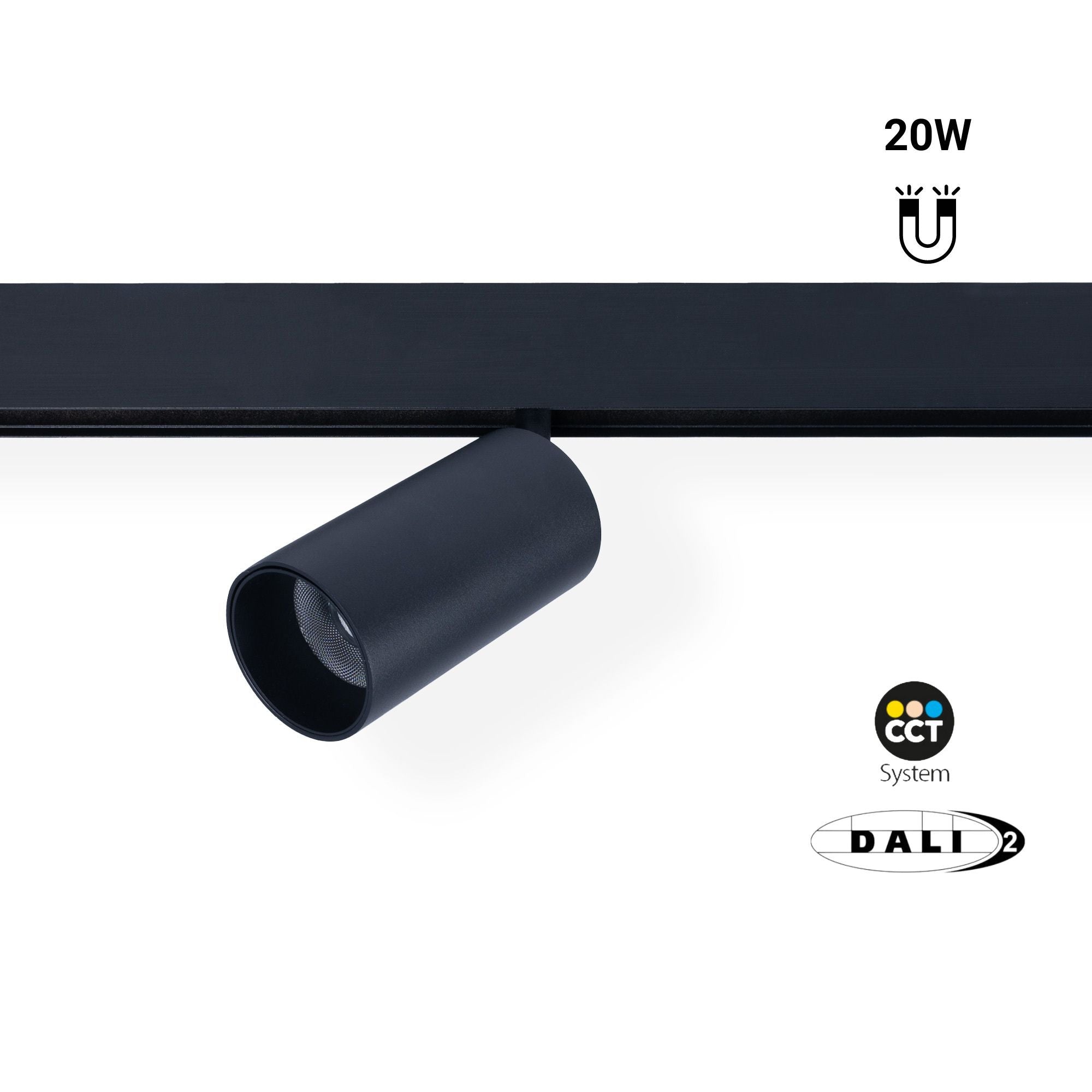 Foco LED para carril magnético 48V - 20W - DALI-2 regulable