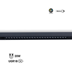 Foco lineal para carril magnético 48V CCT - 20W - Regulación DALI-2 - UGR18