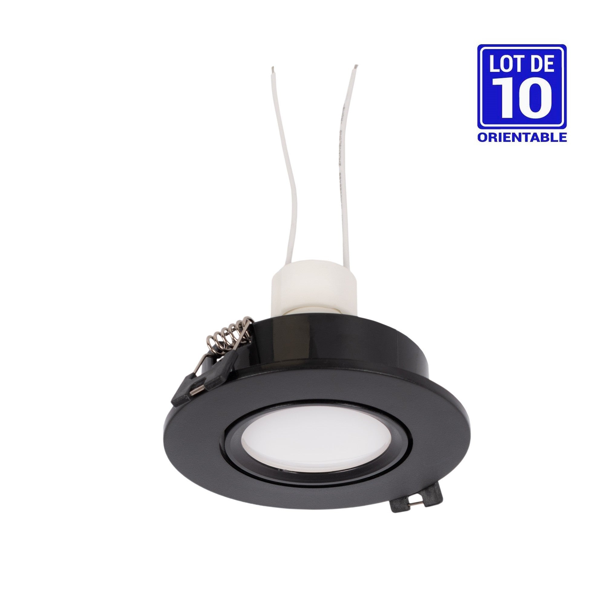 KIT x 10 - Aro downlight basculante + Bombilla GU10 5W + Casquillo GU10
