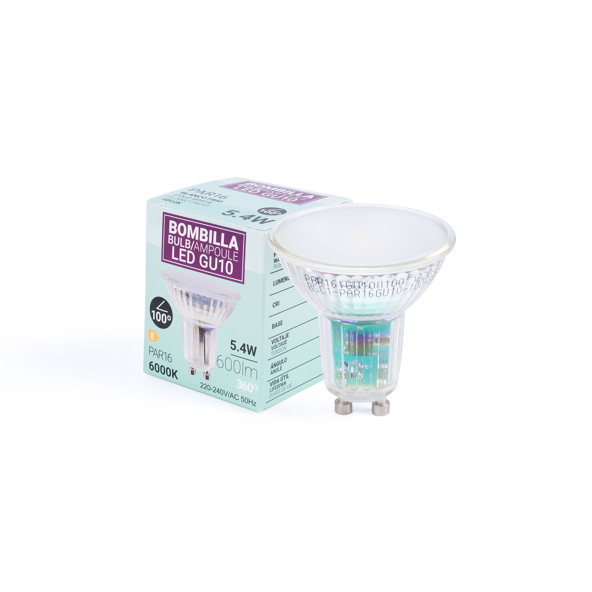 KIT Aro empotrable Ø93mm + Bombilla GU10 6W + Portalámparas